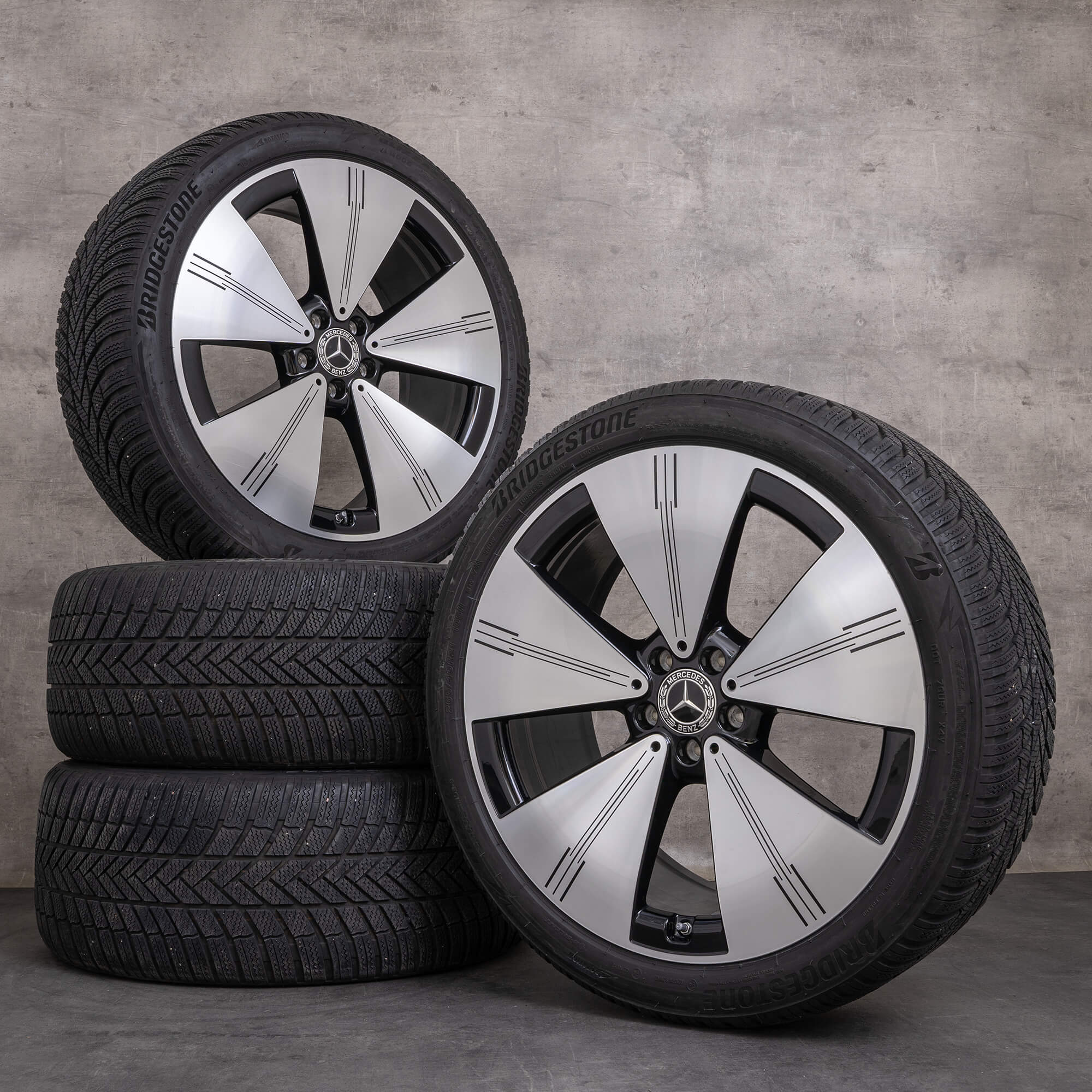 Originele Mercedes Benz EQS Winterrder 21 inch V297 velgen A2974011100 zwart glanzend gedraaid