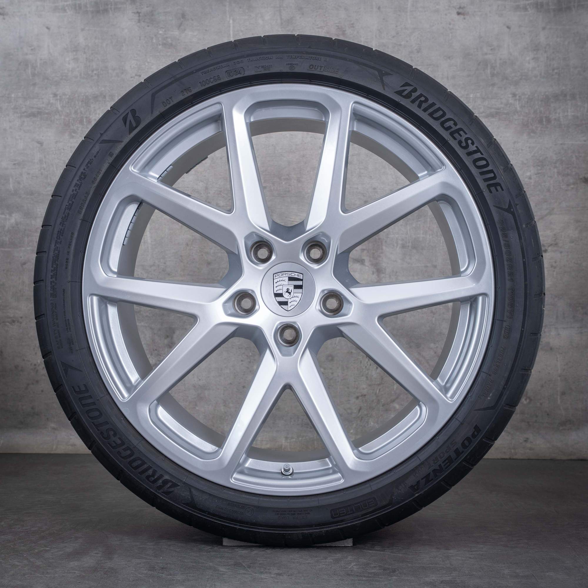Original Porsche Panamera Felgen 21 Zoll 976 Sommerräder 976044660F Sport Design silber glanz