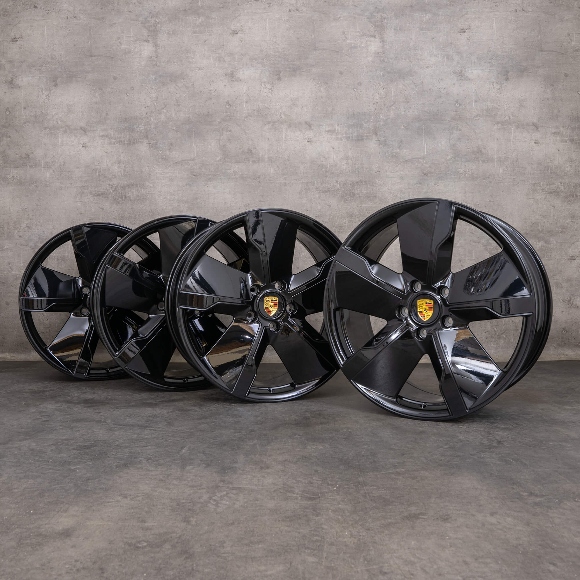 Original Porsche Taycan Felgen 21 Zoll 9J1 4S GTS Turbo Exclusive Design 9J1601025Q 9J1601025R schwarz glanz