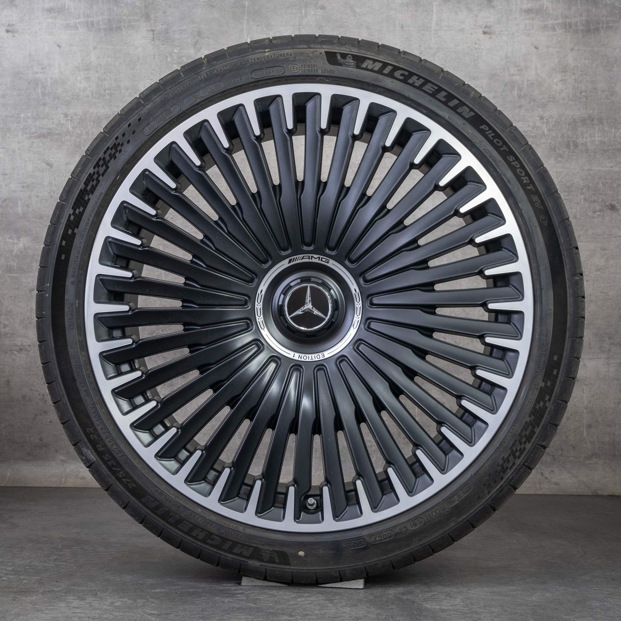 Originale AMG Mercedes Benz EQS 53 cerchi auto 22 pollici V297 gomme estive A2974011800 nero opaco