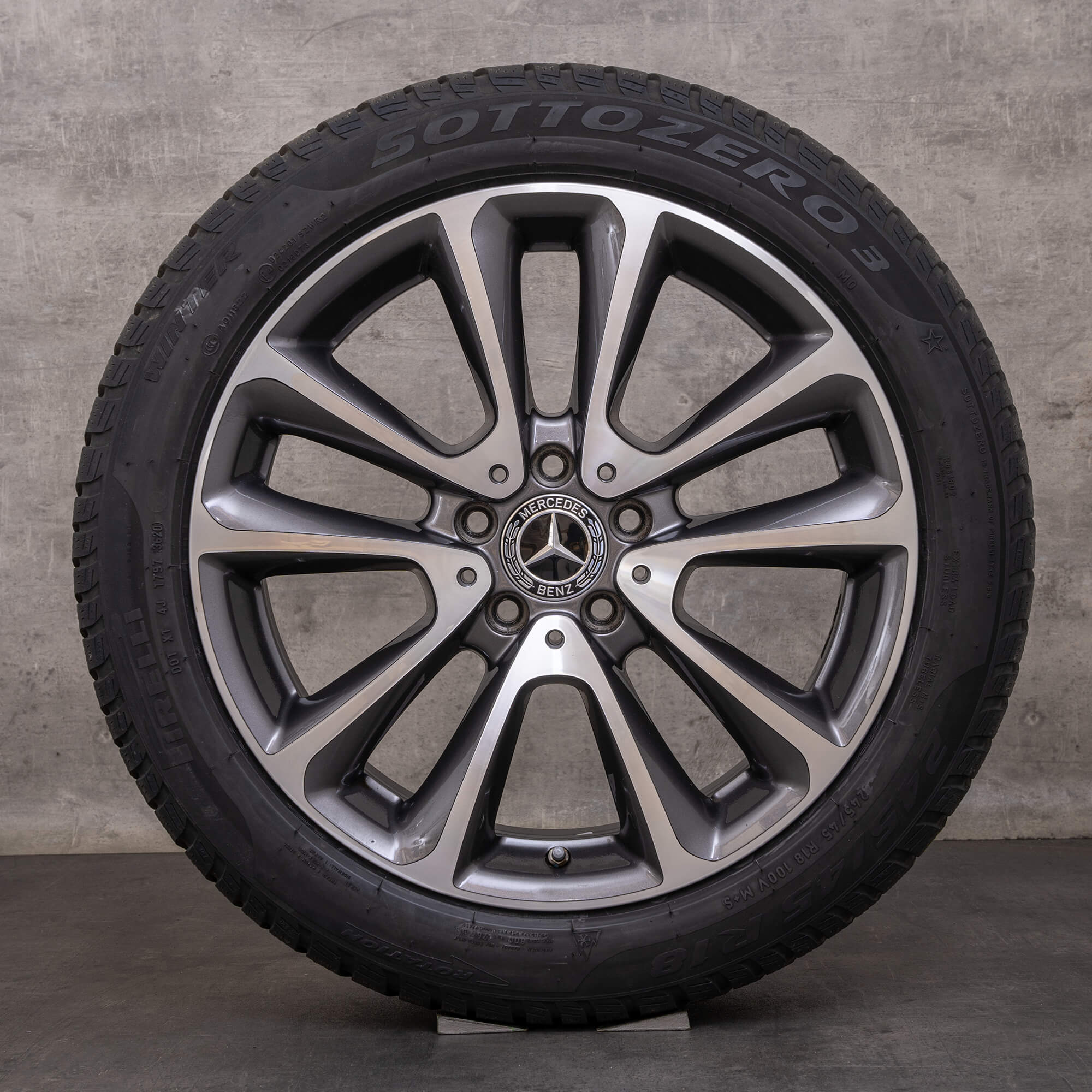 Original Mercedes Benz E-Klasse Winterräder 18 Zoll W213 S213 C238 A238 Felgen A2134011600 A2134010400 himalaya grey glanzgedreht