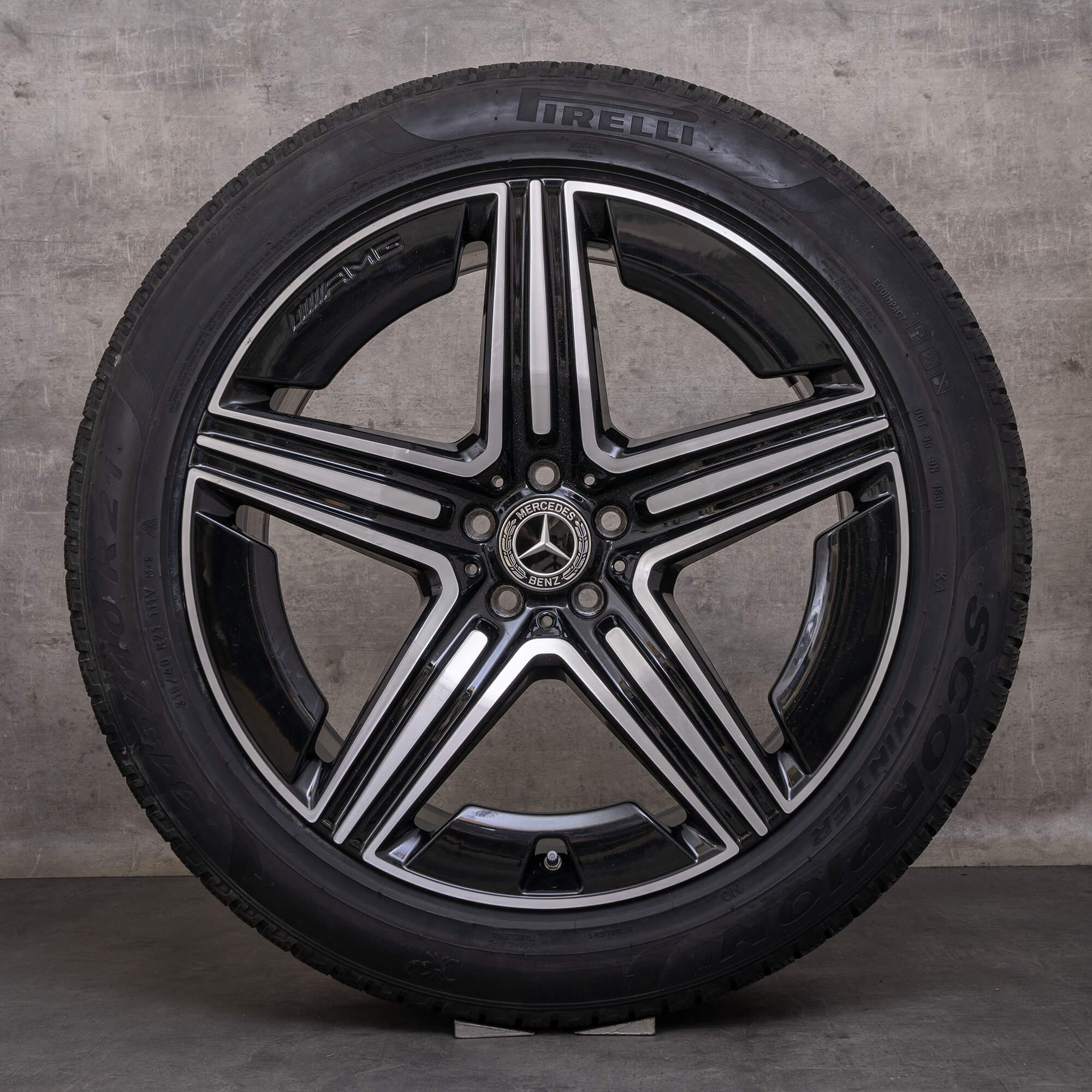 OEM Mercedes Benz GLE AMG winter wheels 21 inch V167 C167 rims A1674014301 A1674014401 black glossy turned