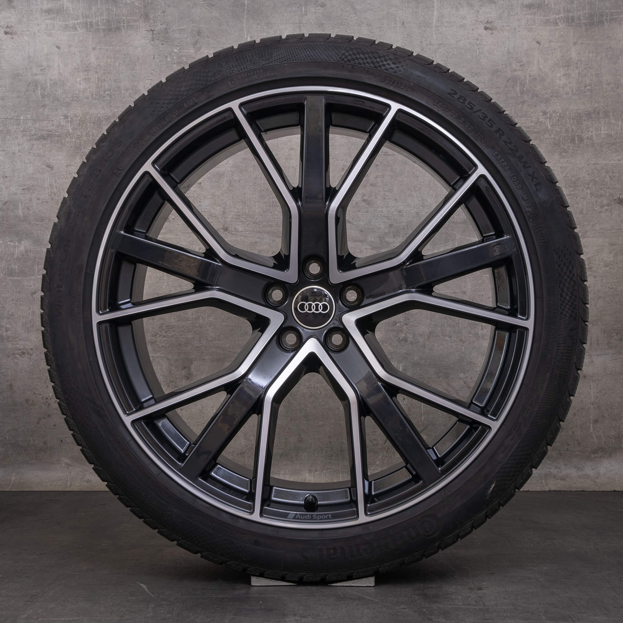 Oryginalne koła zimowe Audi Q7 SQ7 22 cale 4M felgi 4M0601025CP tytanowe polerowane