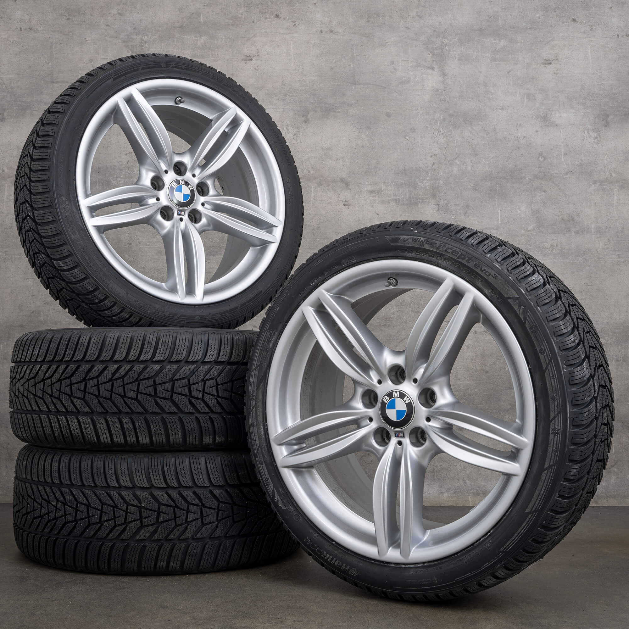 Originale BMW 5-serie felger 19 tommer F11 vinterdekk 351 M 7842652 sølv vinterhjul