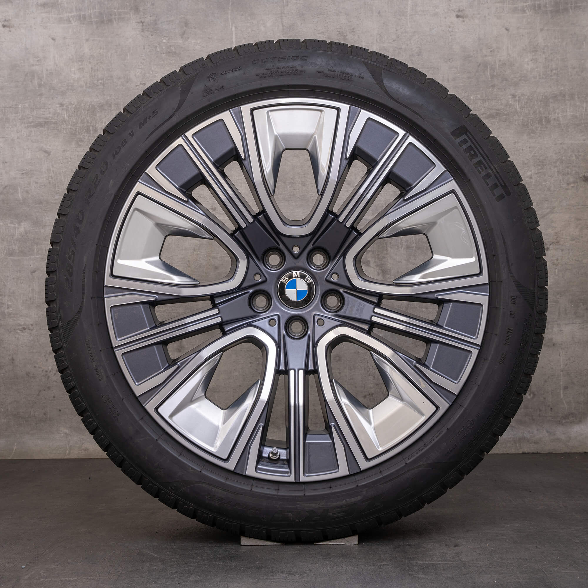 Alkuperäiset BMW 7-sarjan i7 X3 talvirenkaat 20 tuuman G70 G45 vanteet 5A19DE6 5A19DE7 muotoilu 906 aerodynamiikka gunmetal grey kiillotettu