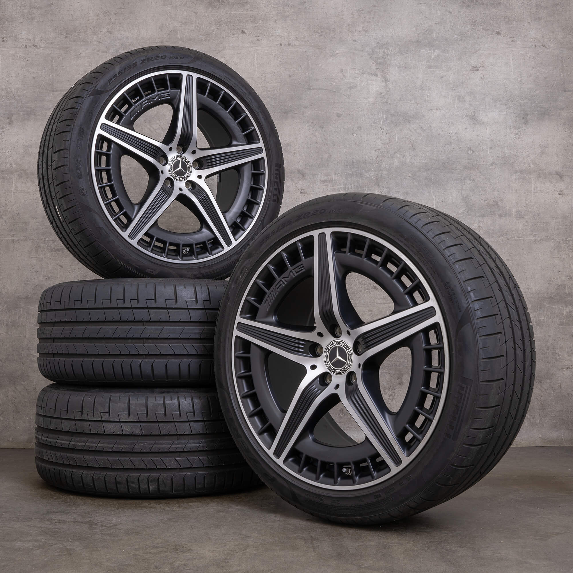 Alkuperäiset Mercedes Benz EQE 43 53 AMG vanteet 20 tuuman V295 kesäpyörät A2954012700 A2954012800 musta matta kiillotettu