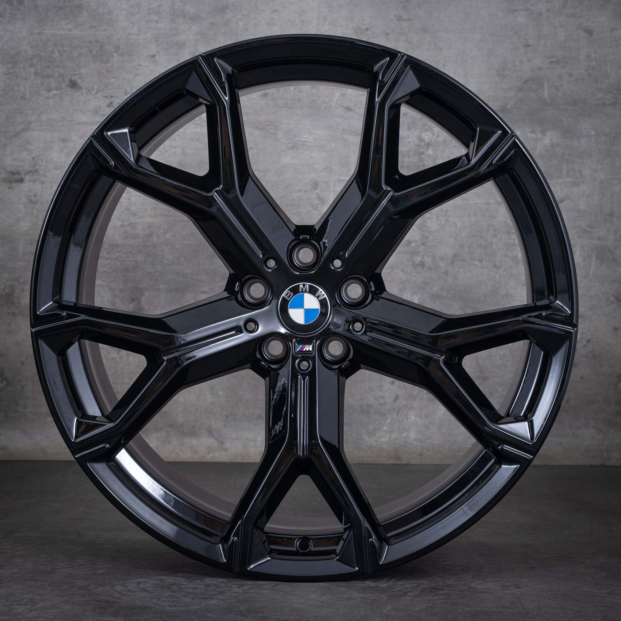 Oryginał BMW X5 X6 21 cali G05 G06 felgi stylizacja 741 M 8071998 8071999 czarny błyszczący