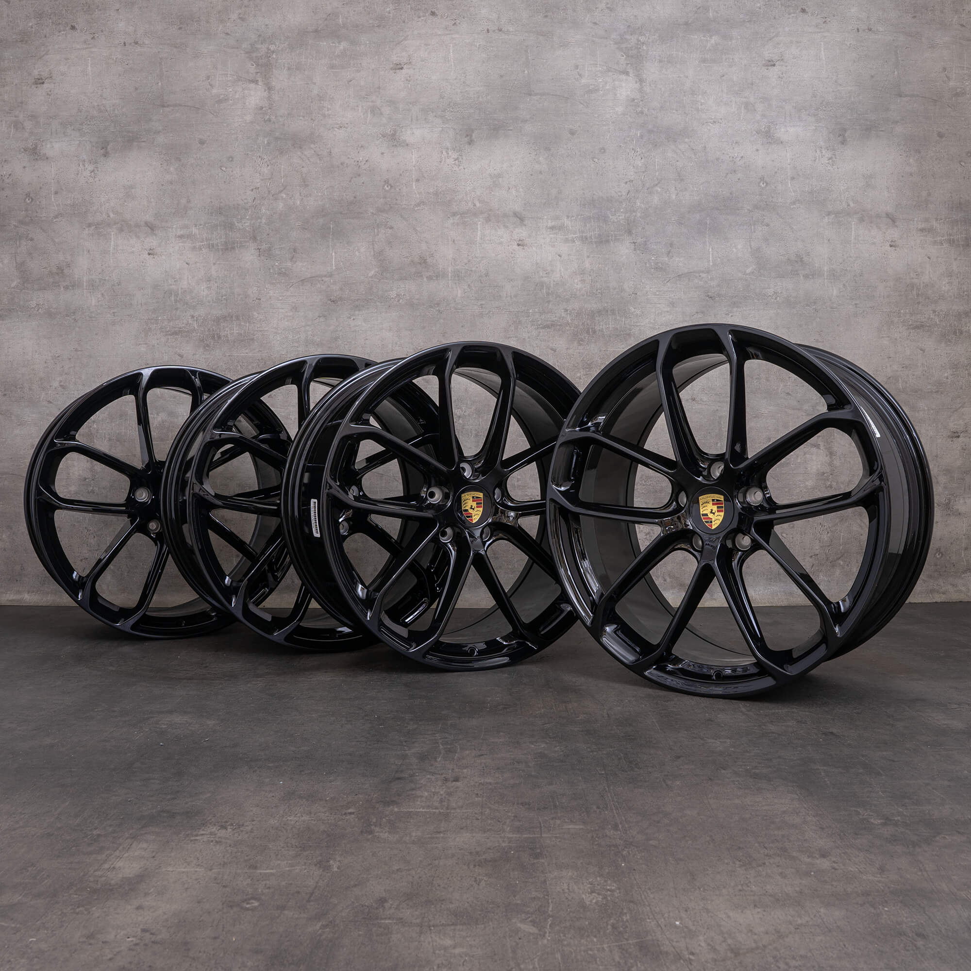 Original Porsche Cayenne Felgen 22 Zoll 9YA II 9Y3601025BA 9Y3601025AP schwarz glanz NEU