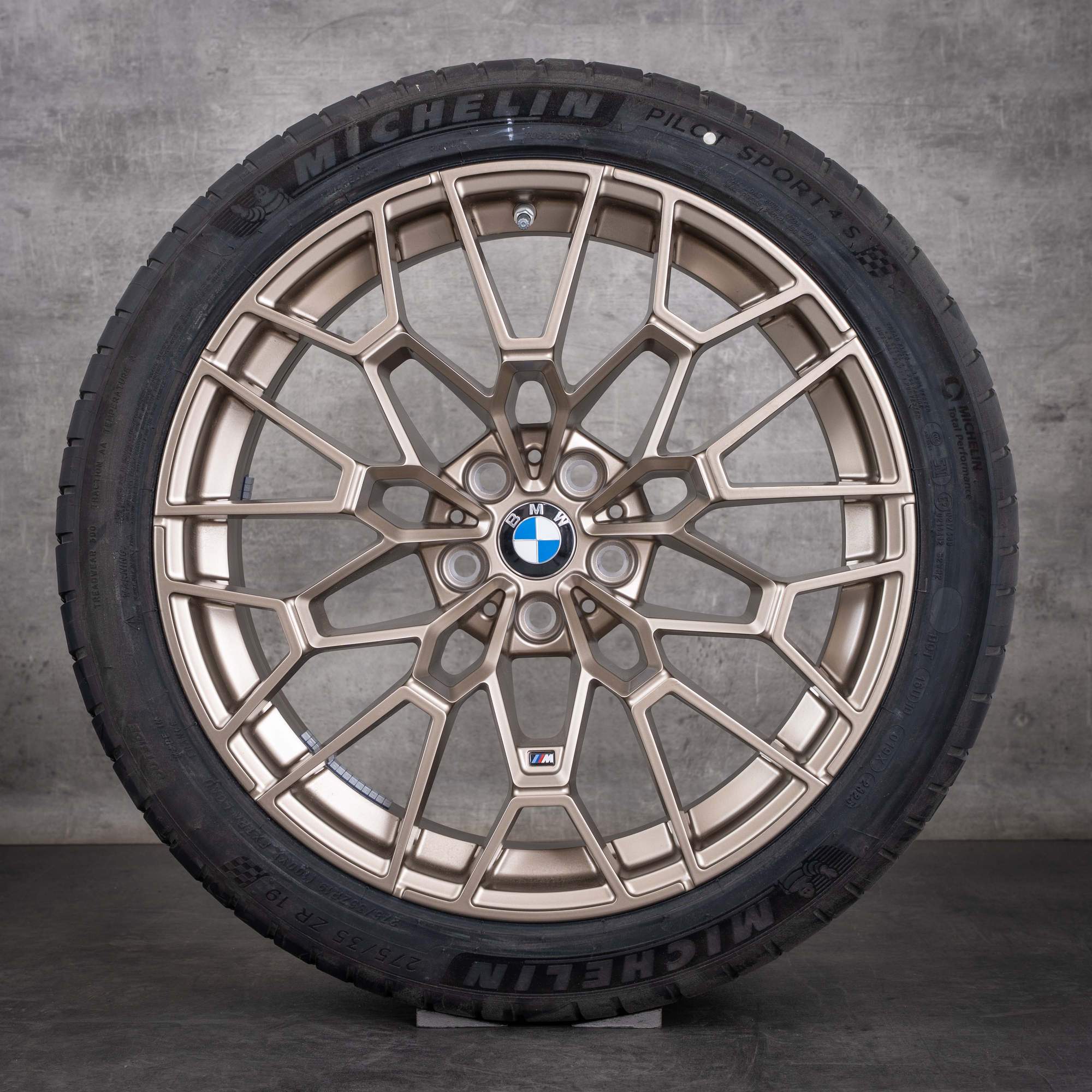Oryginalne felgi BMW M2 M3 M4 19–20 cali G87 G80 G81 G82 G83 koła letnie stylizacyjne 930 M 7884365 7884366 matowe złoto-brązowe NOWE