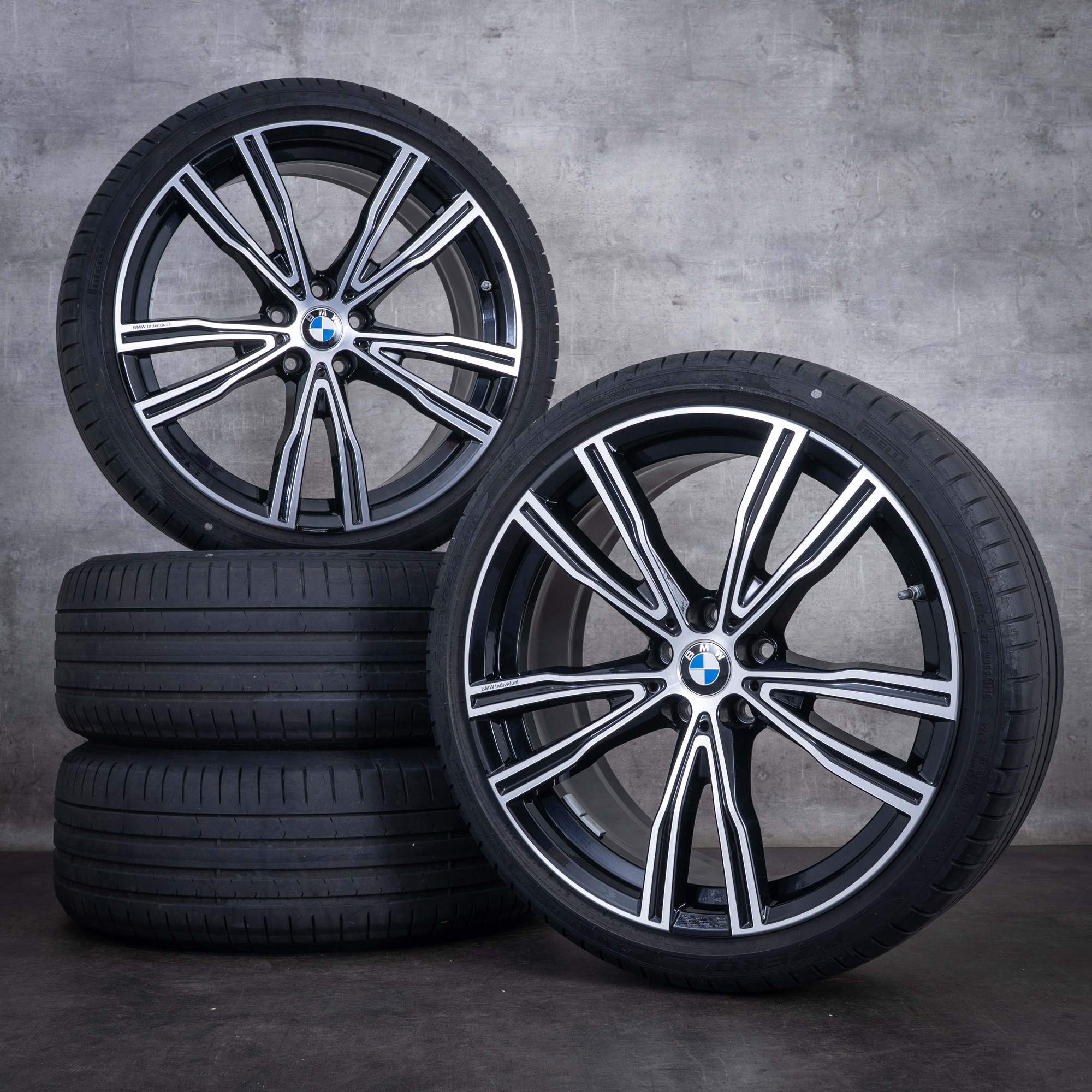Alkuperäiset BMW 8-sarjan 20 tuuman vanteet G14 G15 G16 kesärenkaat Styling 730 8072027 8072028 jet black uni etuosa diamond cut