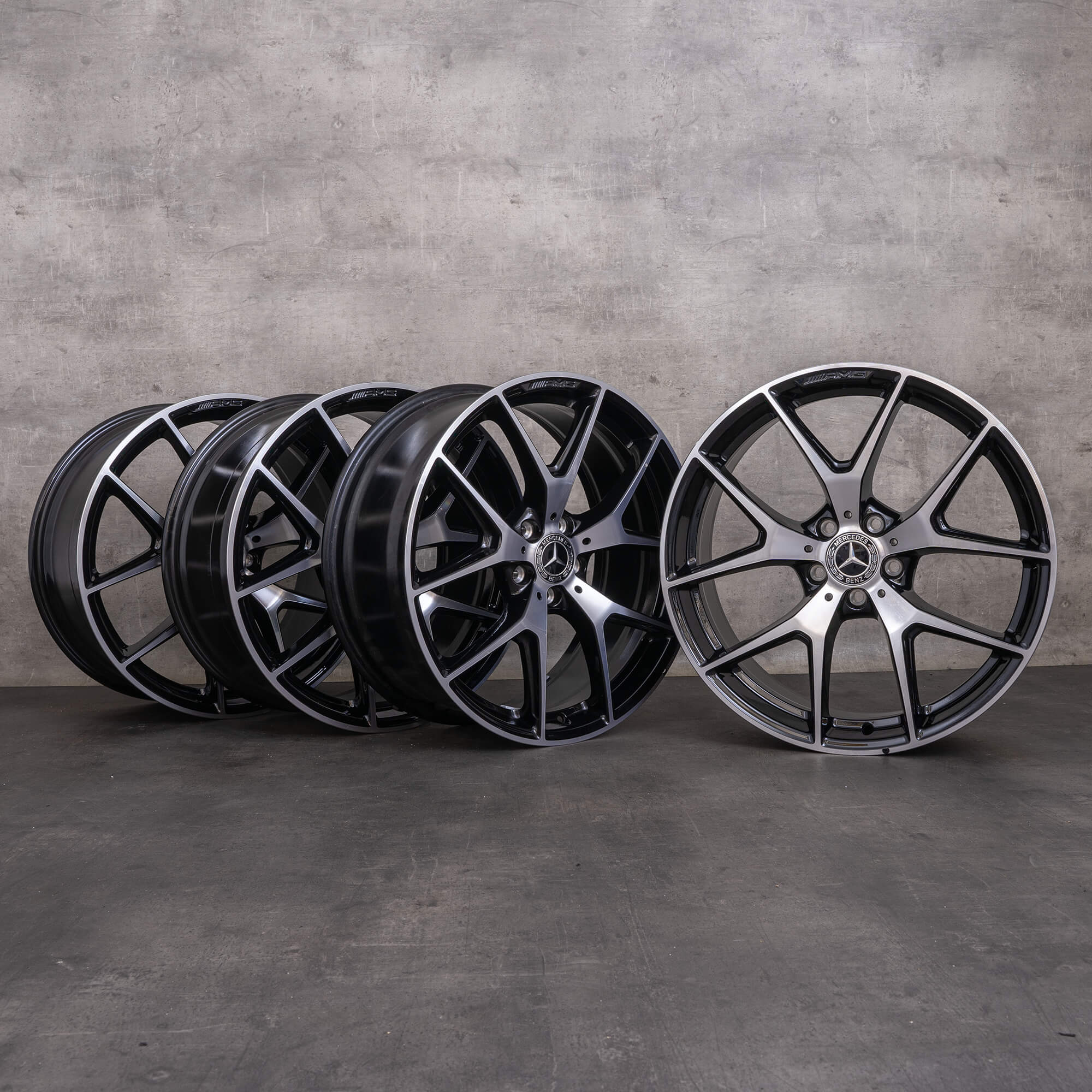 Alkuperäiset Mercedes Benz GLC & 43 AMG vanteet 20 tuuman X253 C253 A2534015500 A2534015600 musta kiillotettu sorvattu