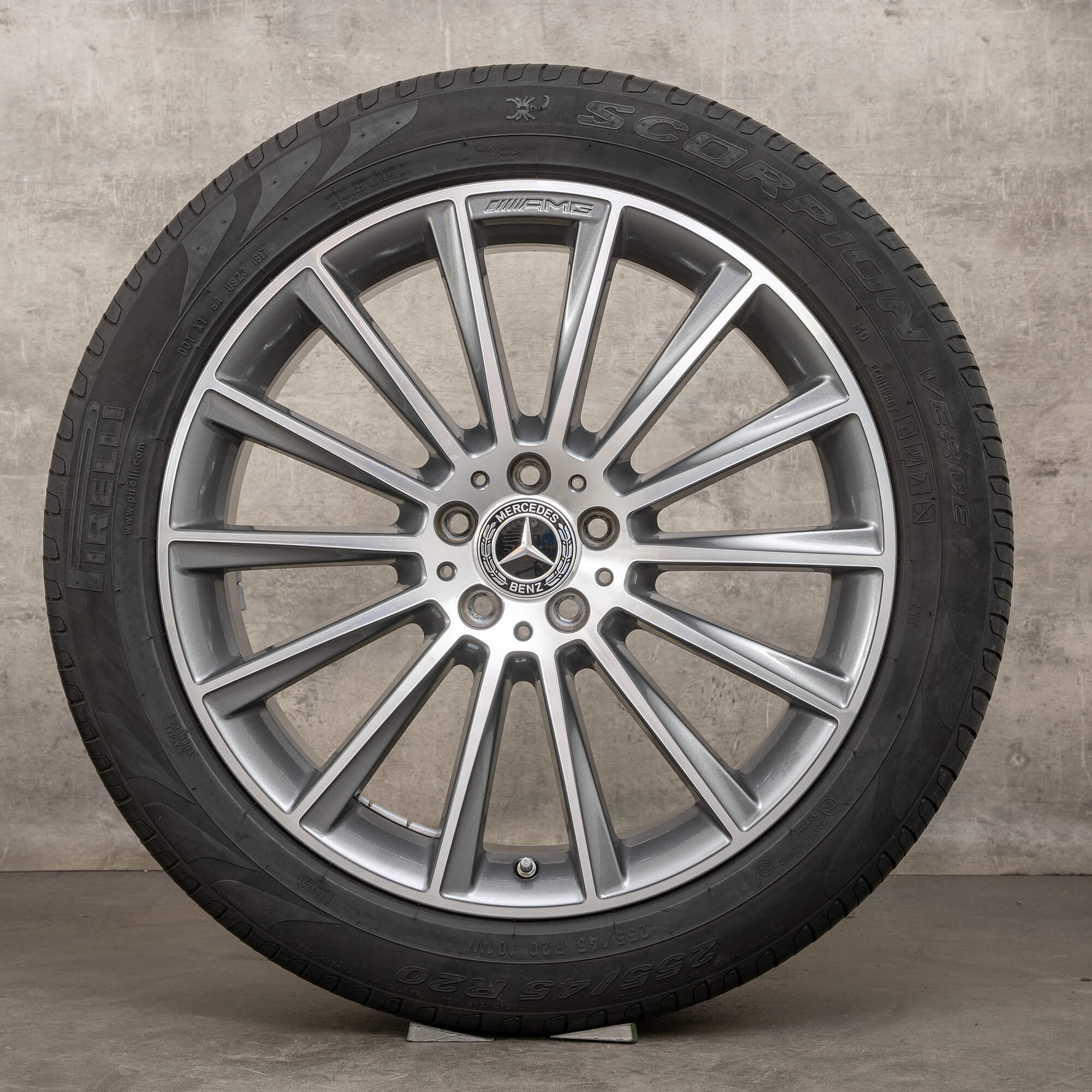 Ekte Mercedes Benz GLC X253 C253 AMG hjul 20-tommers sommerhjul A2534011900 himalaya grå blank dreid NY