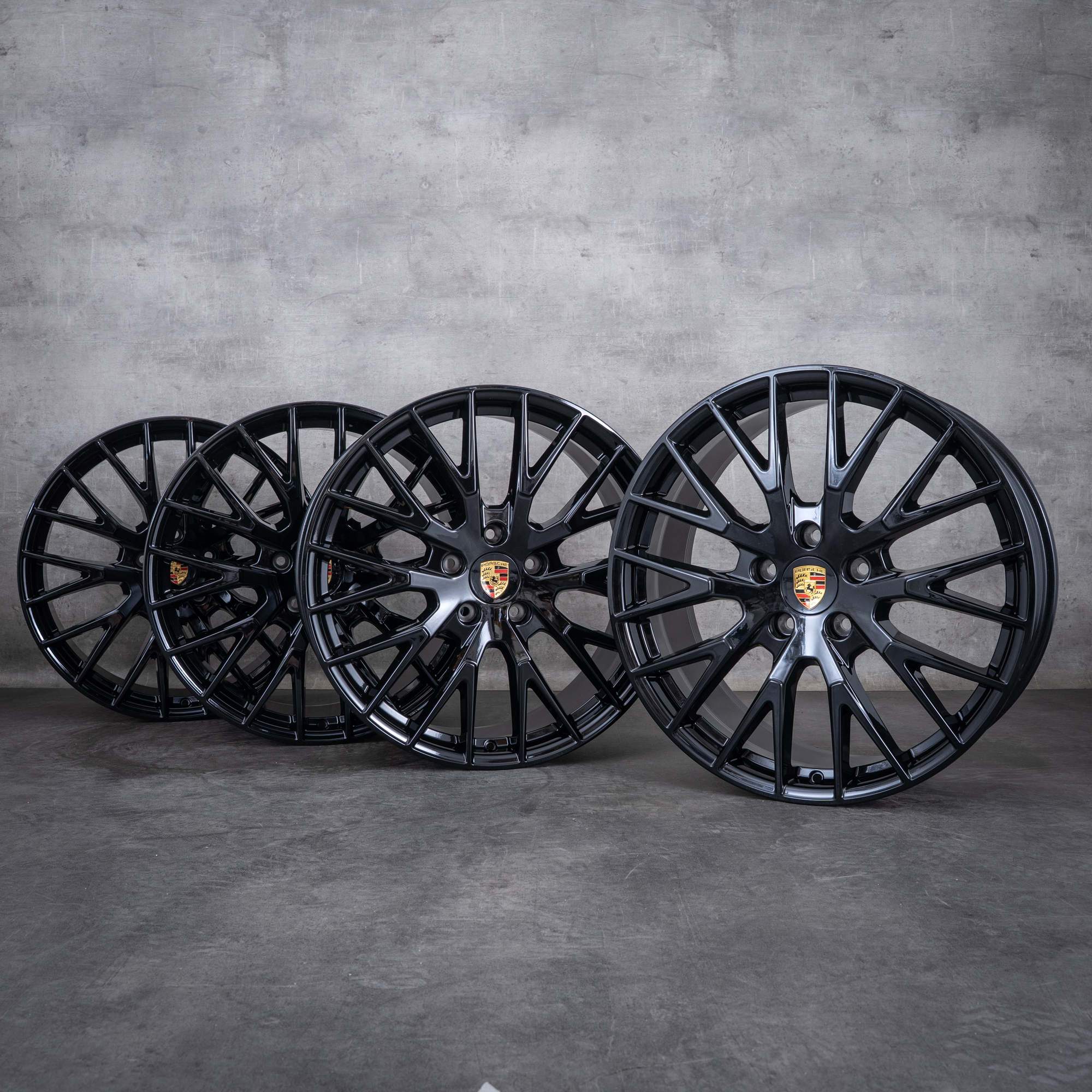 Oryginalne felgi Porsche Panamera 976 Turbo S GTS 4 4S Hybryda 21 cali 976601025AA 976601025AB Exclusive Design czarny błyszczący
