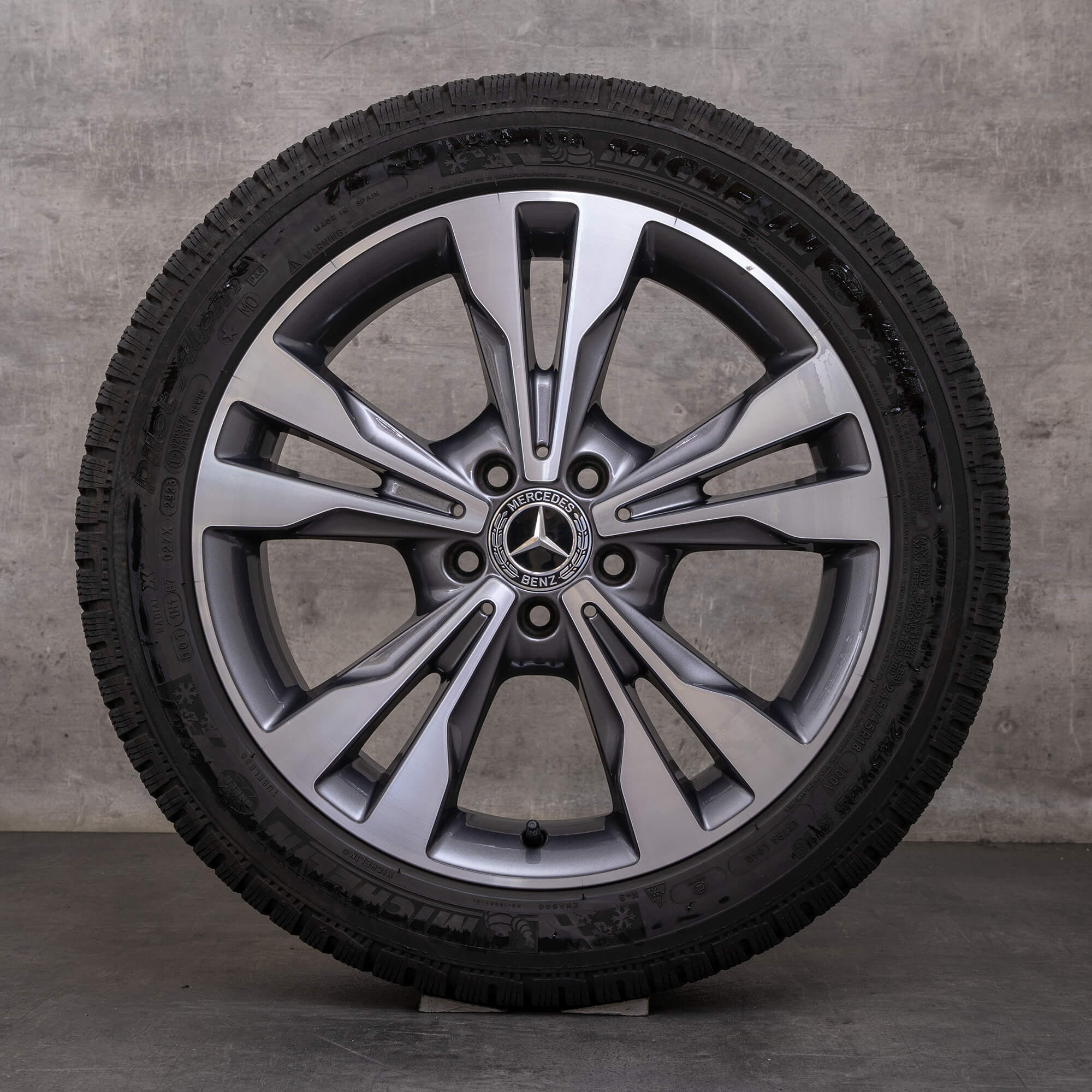 OEM Mercedes Benz V-Class snow tire packages 18 inch W447 Vito Viano Rims A4474014400 himalaya grey glossy turned