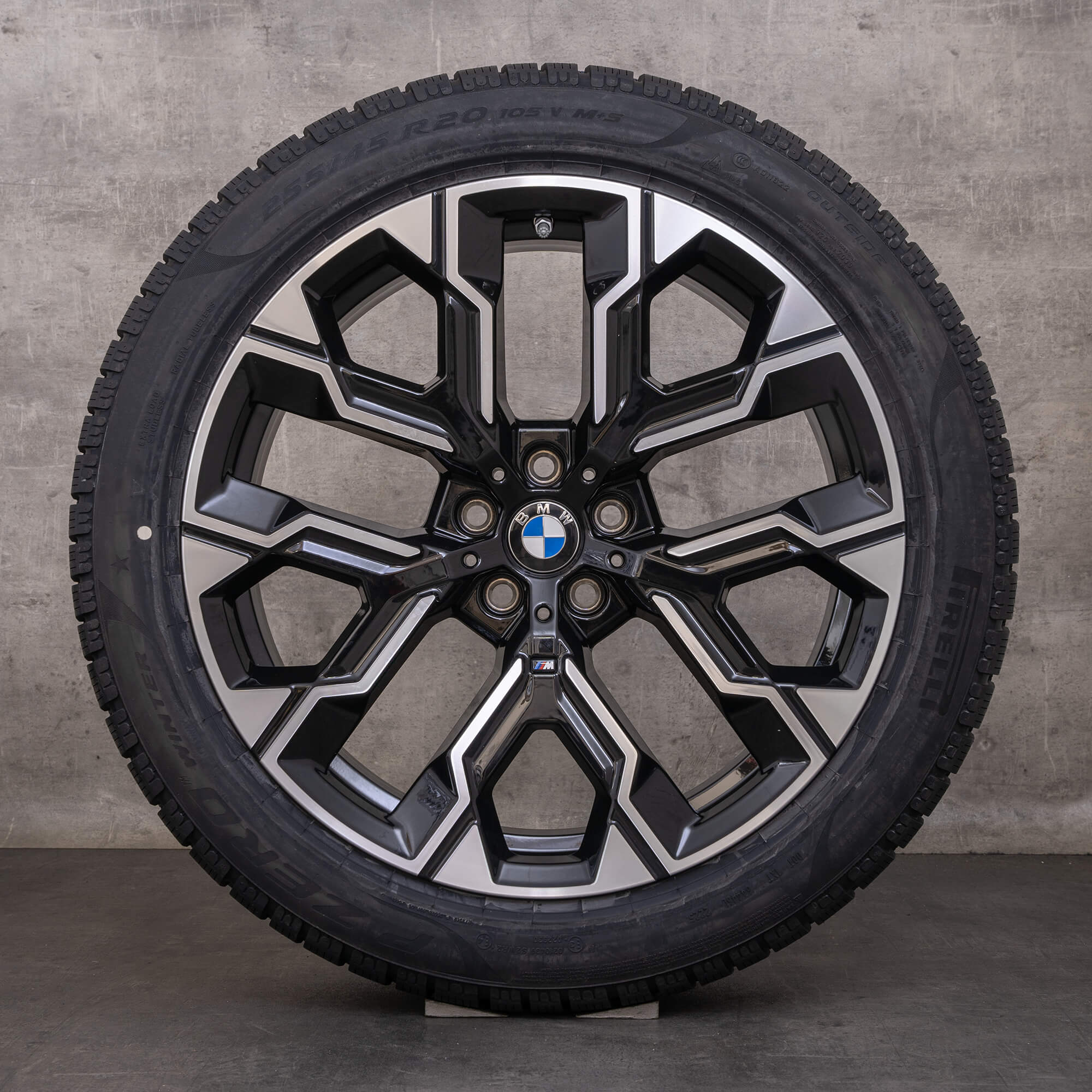 Jantes e pneus inverno originais BMW Série 7 i7 X3 de 20 polegadas G70 G45 jantes 5A6F112 5A6F113 Styling 1036 M jet black glossy virado NOVO