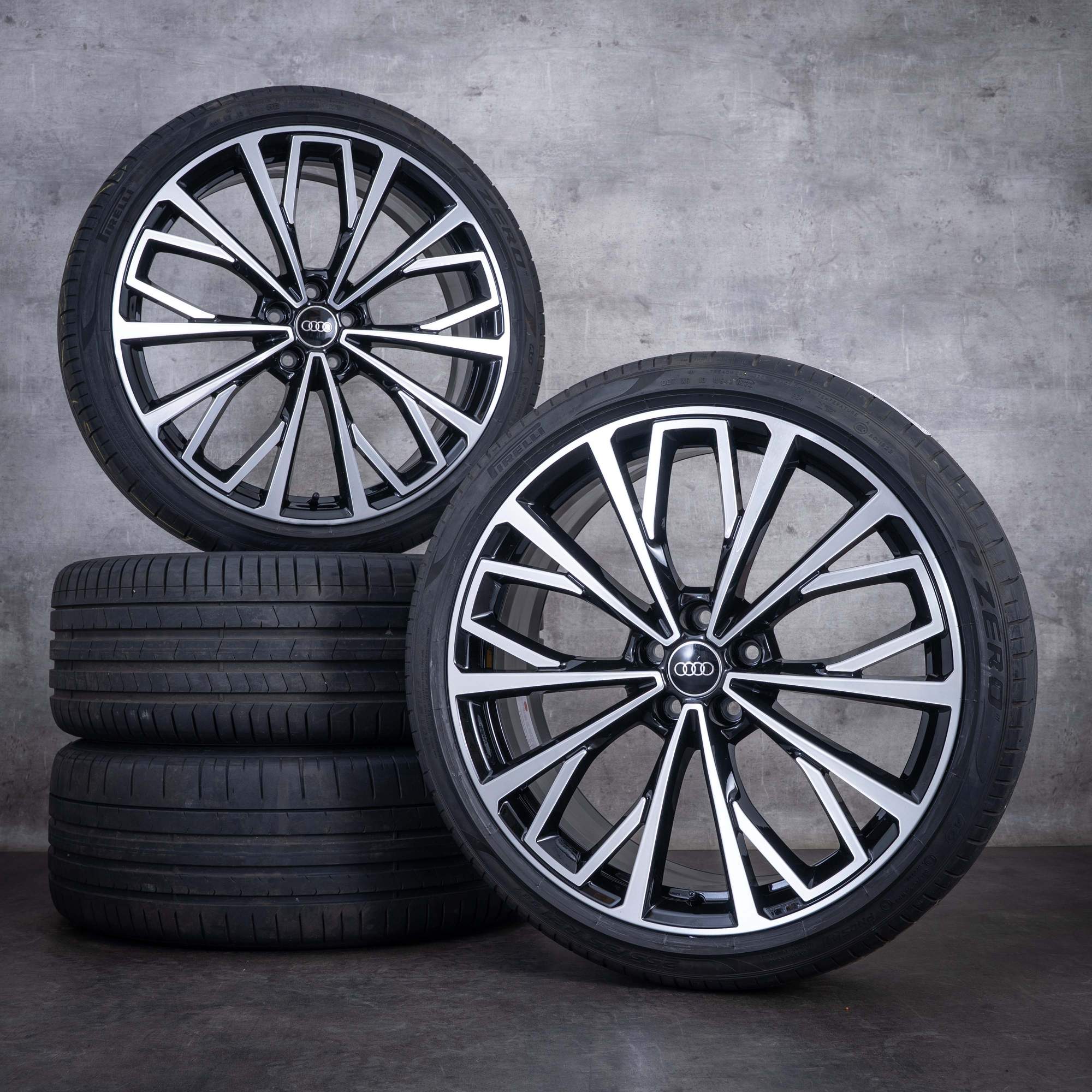Cerchi originali Audi A6 S6 per ruote invernali da 21 pollici 4K C8 4K0601025AQ neri parte anteriore diamantata NUOVI