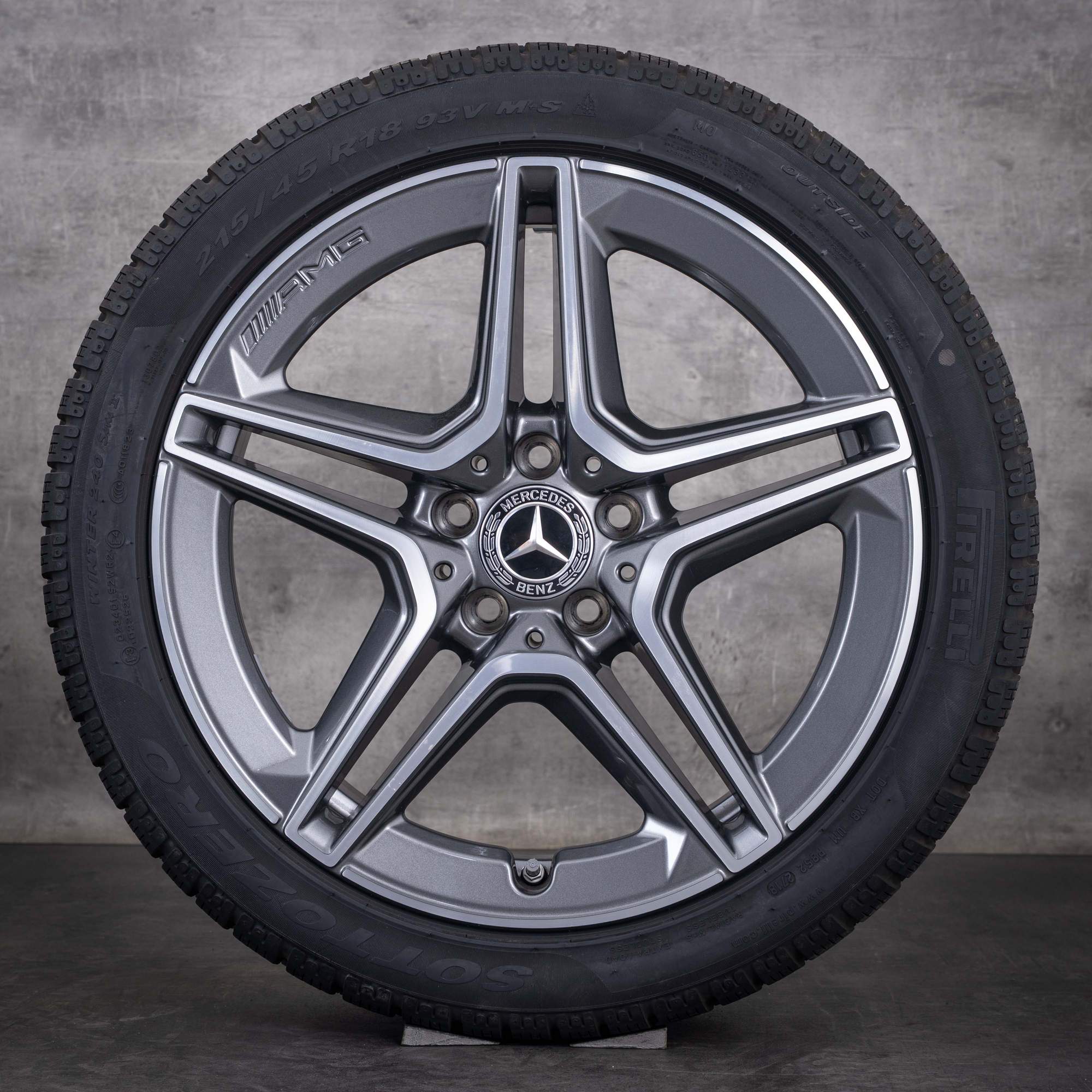 Original Mercedes Benz A-Klasse A35 AMG Winterräder 18 Zoll W177 V177 Felgen A1774013800 himalaya grey glanzgedreht