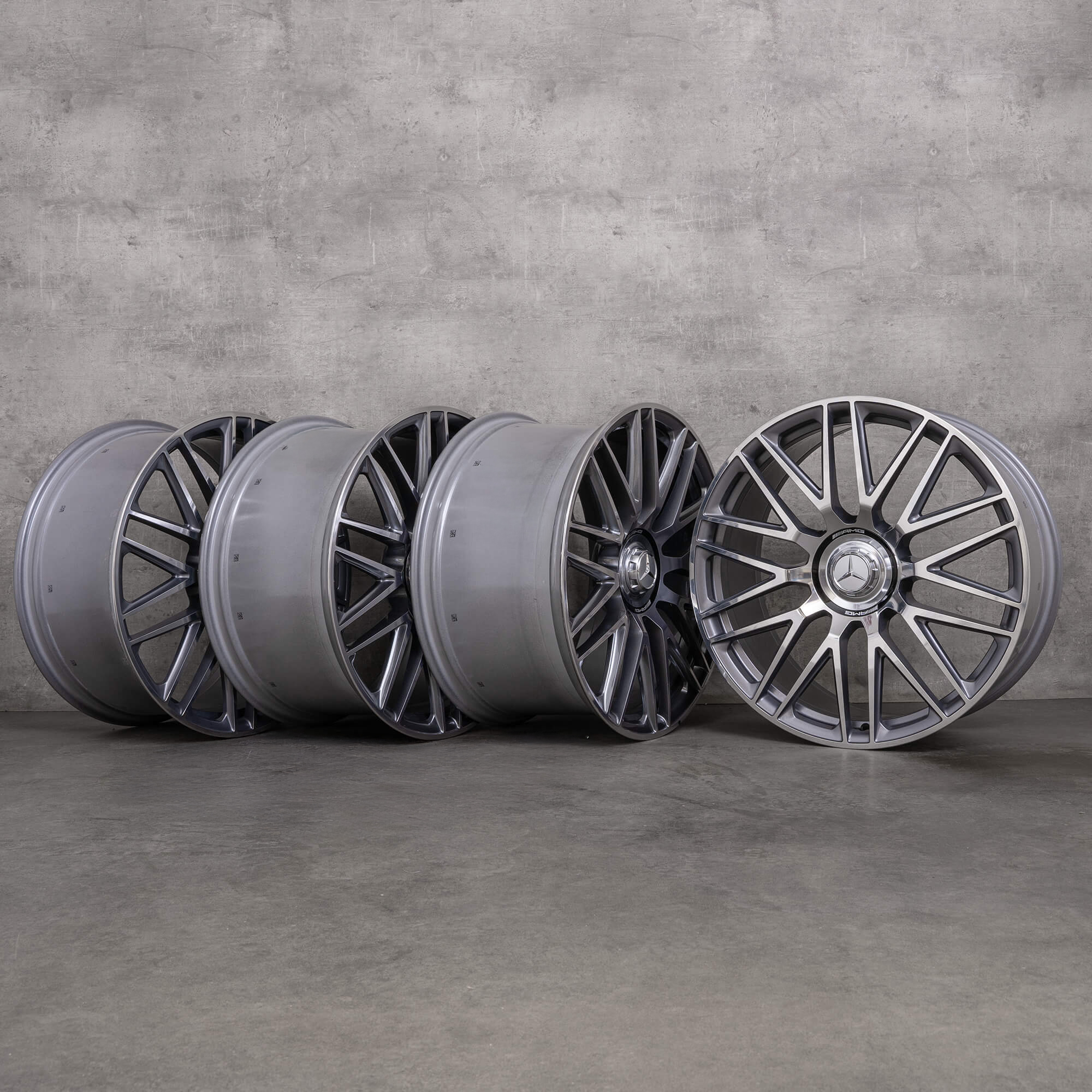 Alkuperäiset Mercedes Benz SL 43 55 63 S E Performance 4Matic+ AMG vanteet 21 tuuman R232 A2324012900 A2324013000 himalaya harmaa kiillotettu UUSI