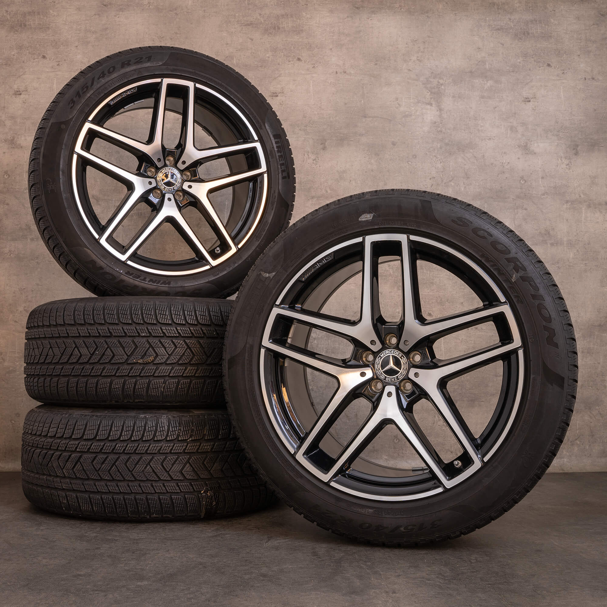 Oryginalne koła zimowe Mercedes Benz GLE & 43 63 S AMG 21 cali felgi C292 A2924012900 A2924011700 czarne polerowane