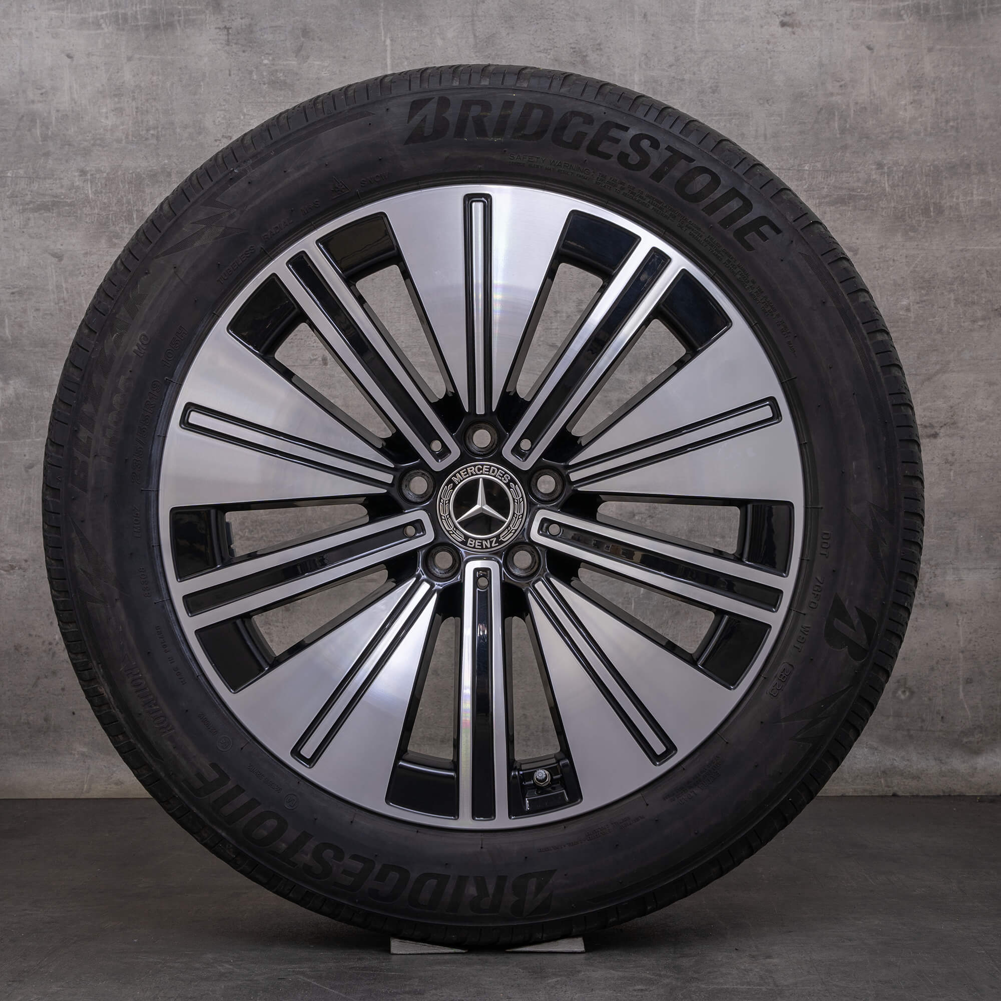 Orijinal Mercedes Benz EQS kış jant lastik 19 inç V297 jantlar A2974010600 siyah yüksek parlaklıkta tornalanmış