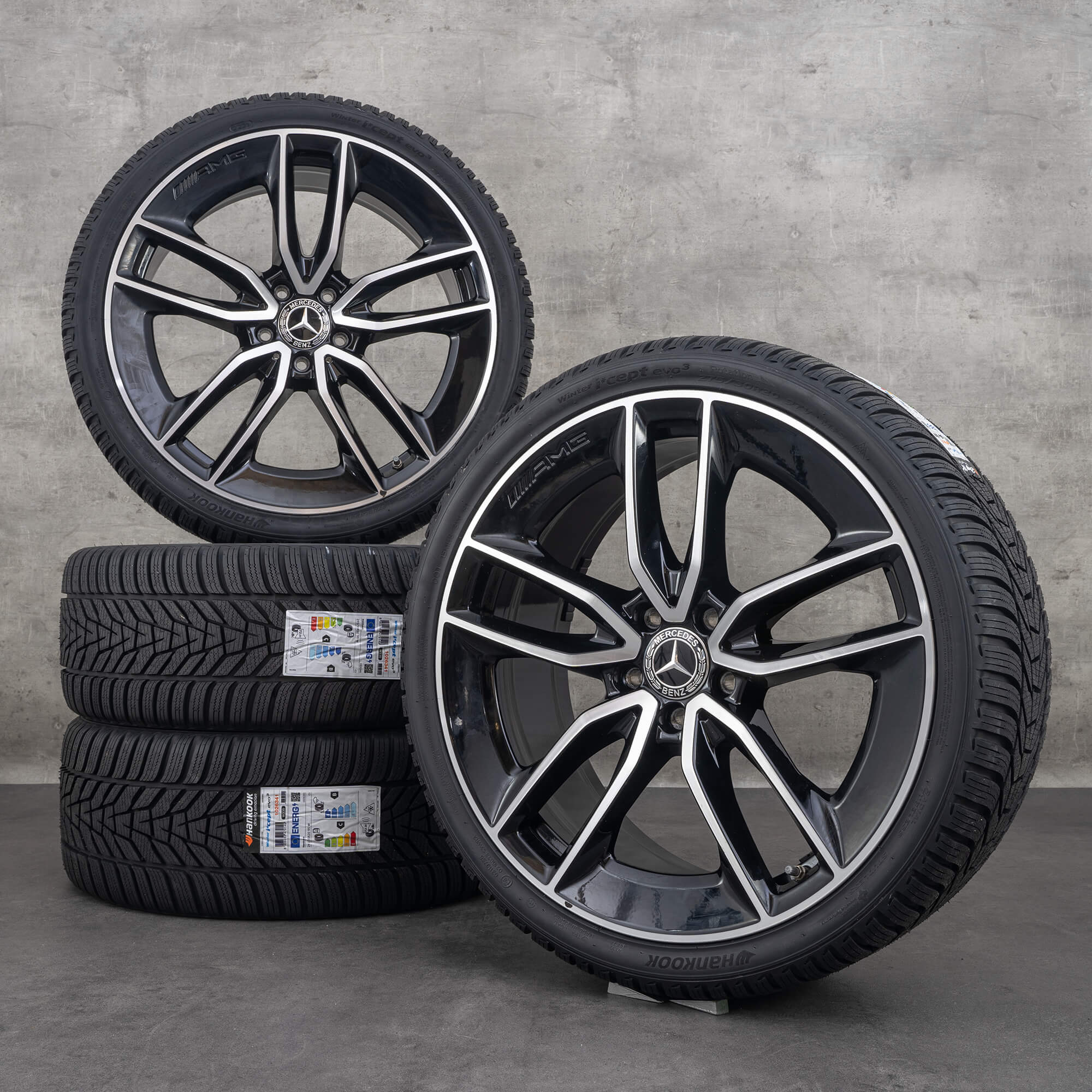 OEM Mercedes Benz CLS 53 AMG snow tire packages 20 inch C257 4Matic rims A2574013100 A2574012200 black glossy turned