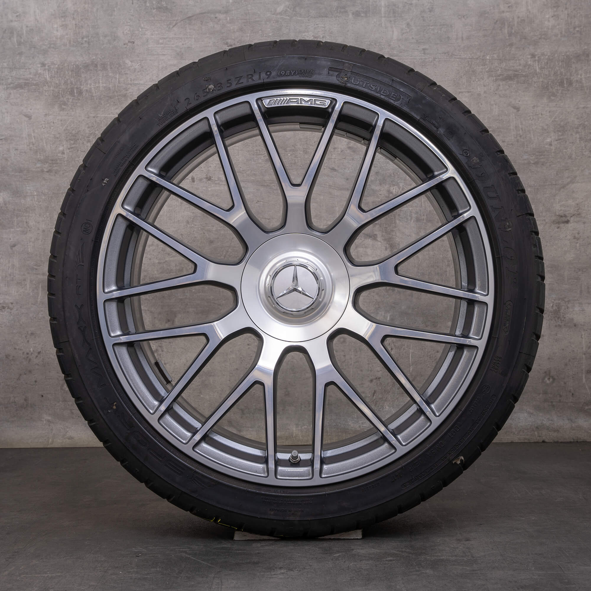 Orijinal Mercedes Benz C-Serisi C63 & S AMG jantlar 19 inç W205 S205 yaz jant lastik A2054011700 A2054011800 himalaya gri parlak tornalanmış