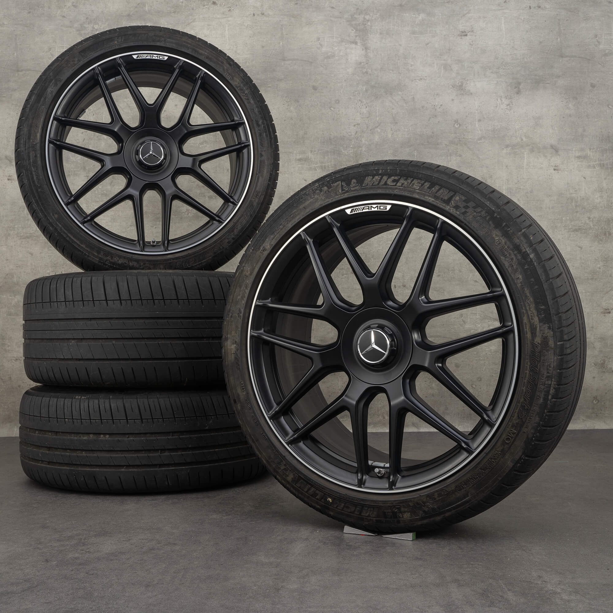 Original Mercedes Benz S-Klasse S63 S65 AMG Felgen 20 Zoll W222 C217 Sommerräder A2224014200 A2224014300 schwarz matt glanzgedreht