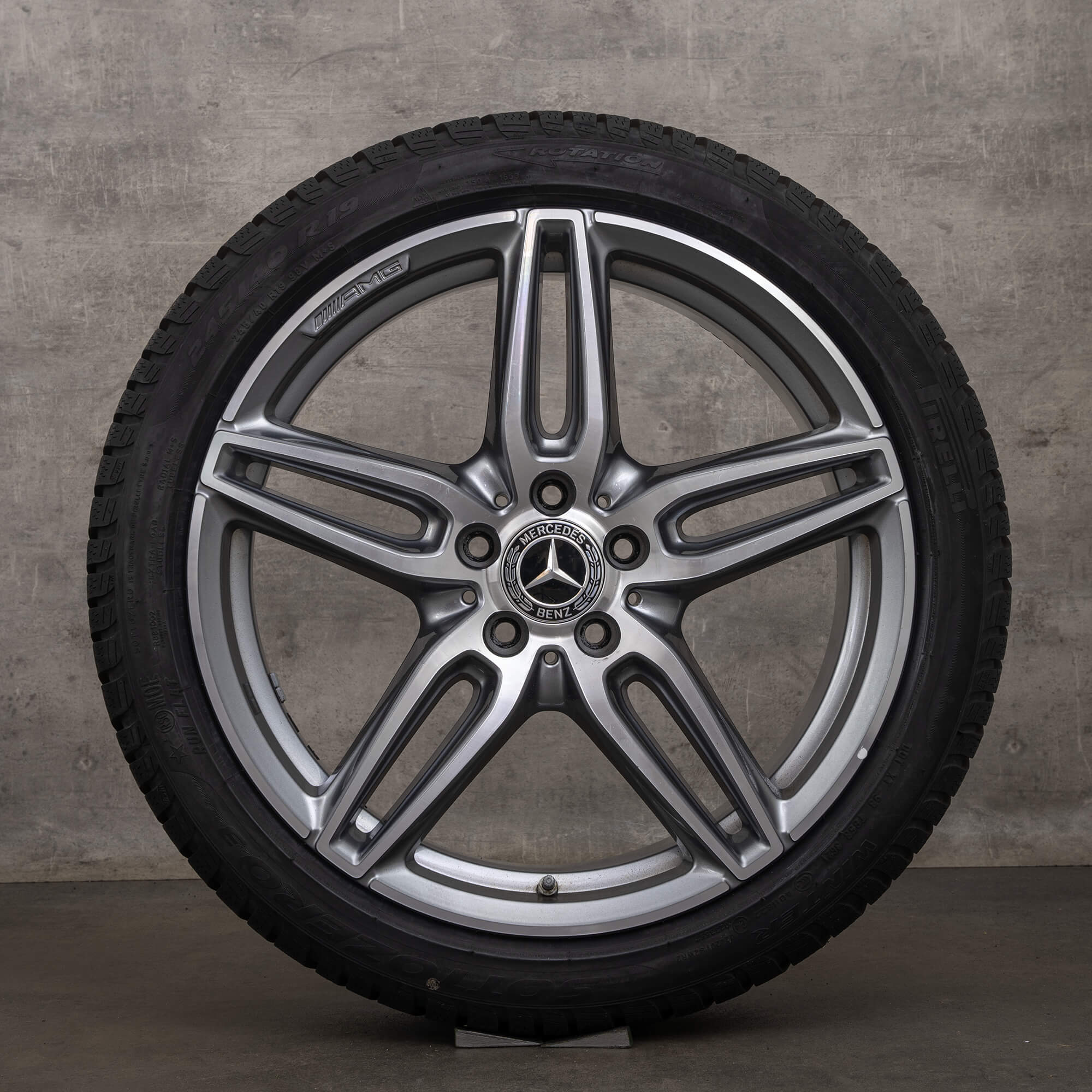 Original Mercedes Benz E-Klasse AMG Winterräder 19 Zoll W213 S213 C238 A238 Felgen A2134012000 himalaya grey glanzgedreht