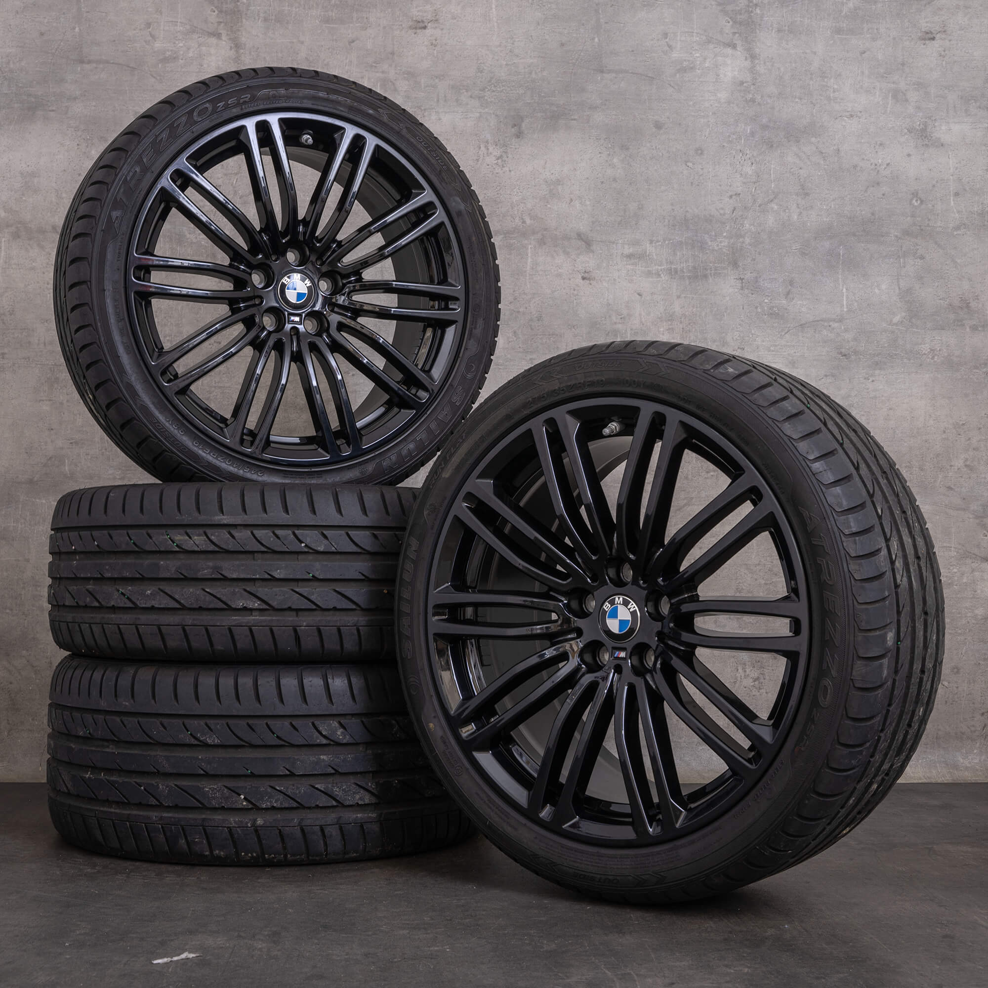 Original 19palcové letní kola BMW řady 5 G30 G31 styling 664 M 7865925 7856926 černé lesklé