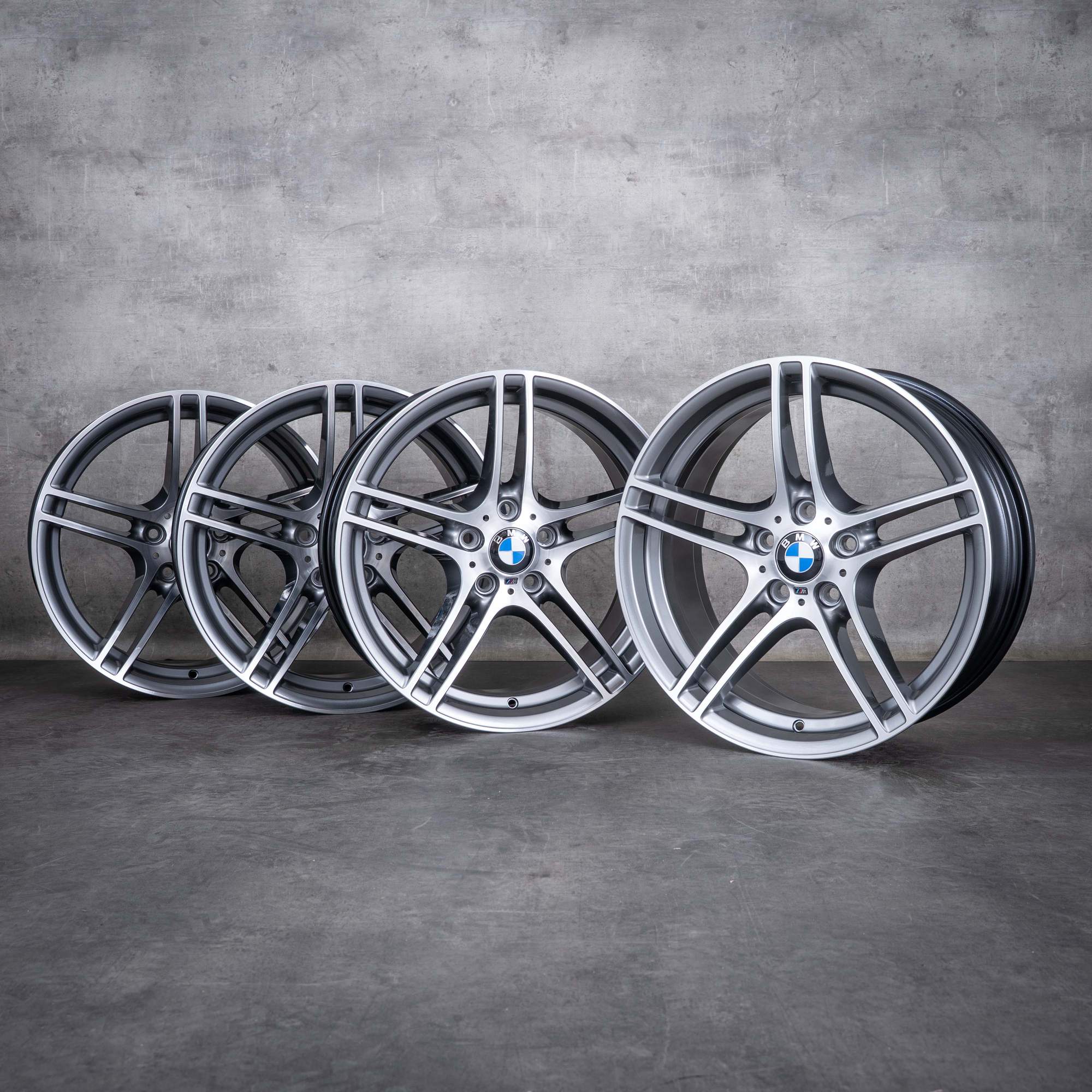 Jantes d'origine BMW Série 3 19 pouces E90 E91 E92 E93 Styling 313 M 7844343 7844344 ferric grey poli NEUF