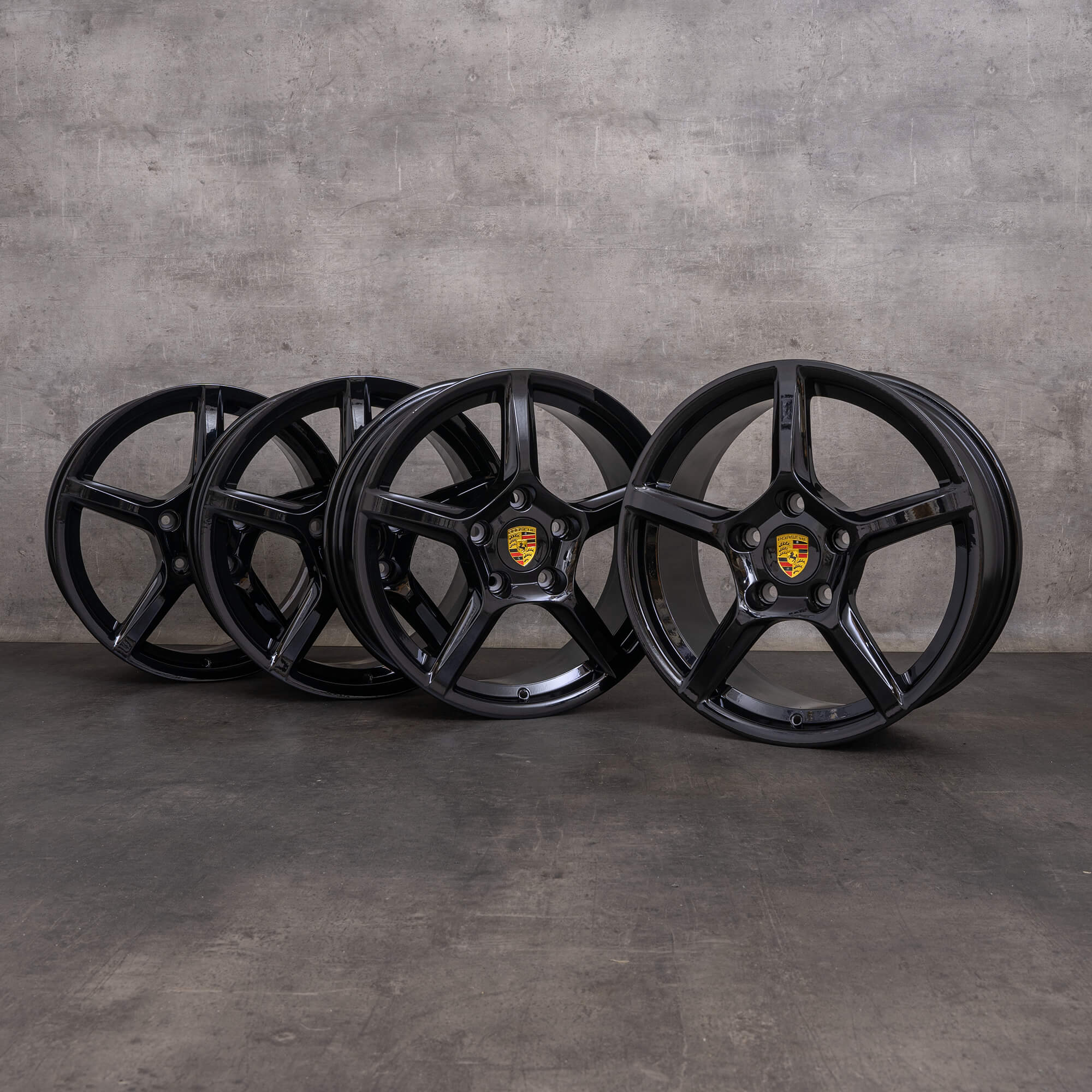 Jante originale Porsche Boxster Cayman 18 inch 981 98136212005 98136212205 negru lucios