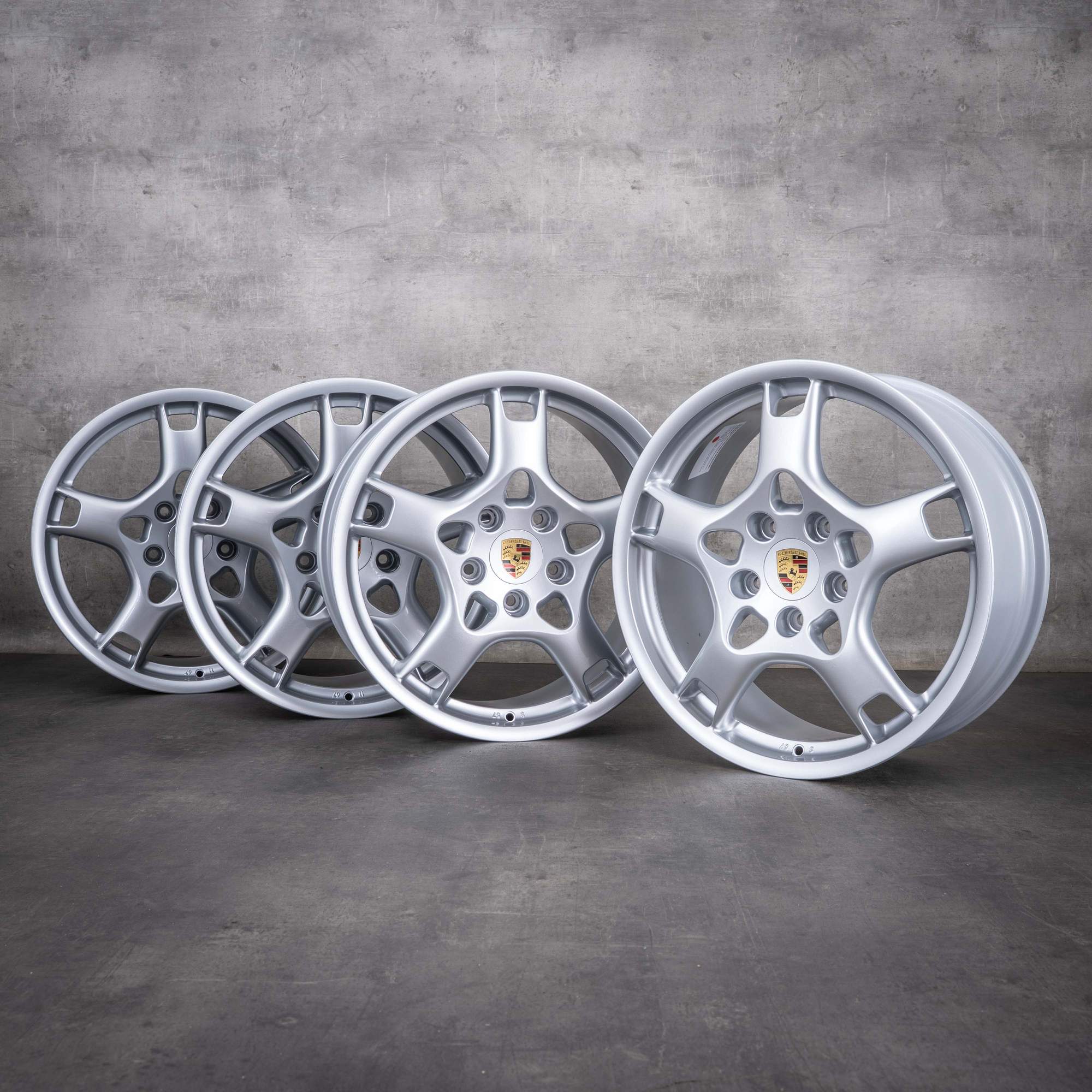 Original Porsche 997 Felgen 19 Zoll Lobster 99736215600 99736216201 silber glanz