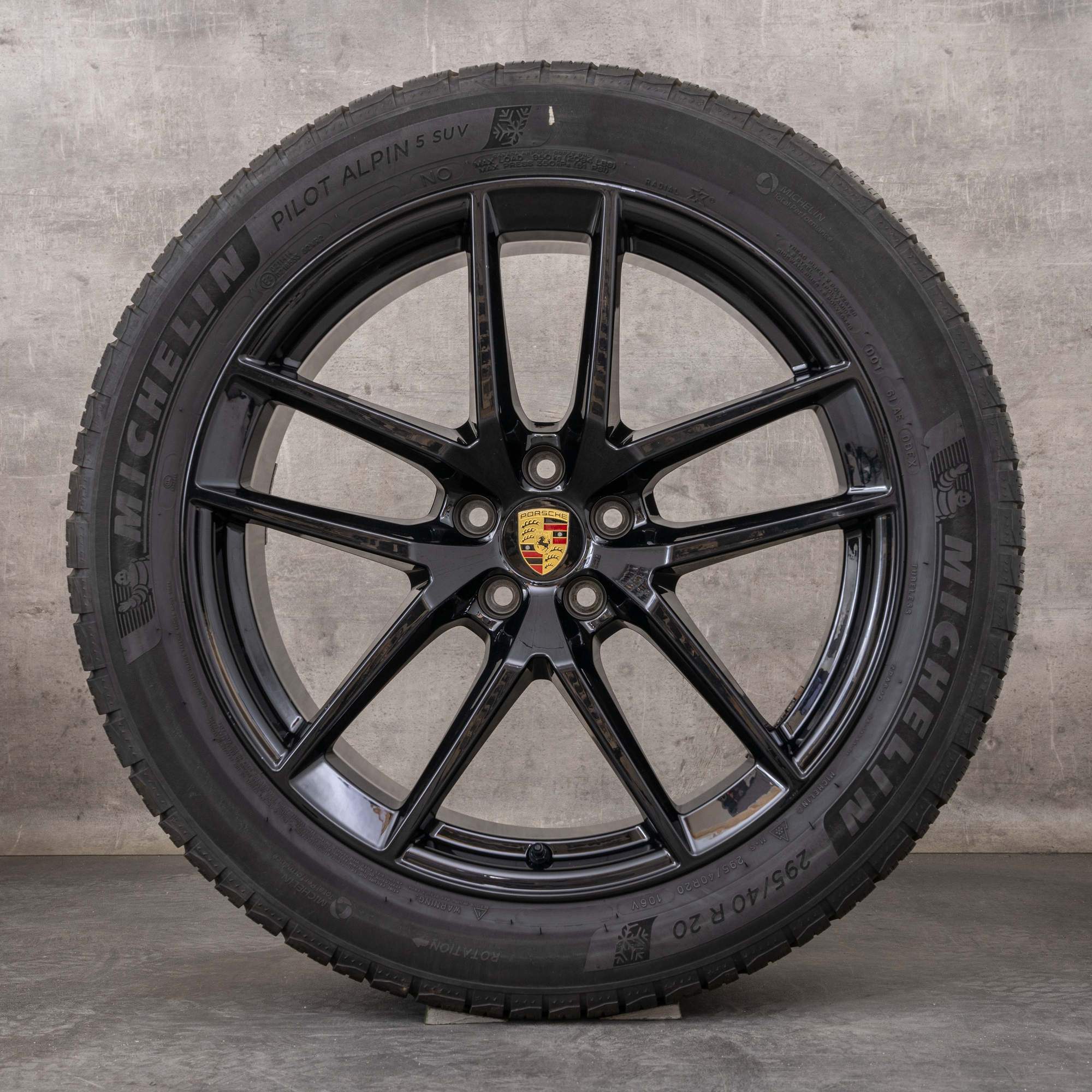 Jantes e pneus inverno originais Porsche Macan III 20 polegadas GTS S T jantes 95B044650E preto brilhante