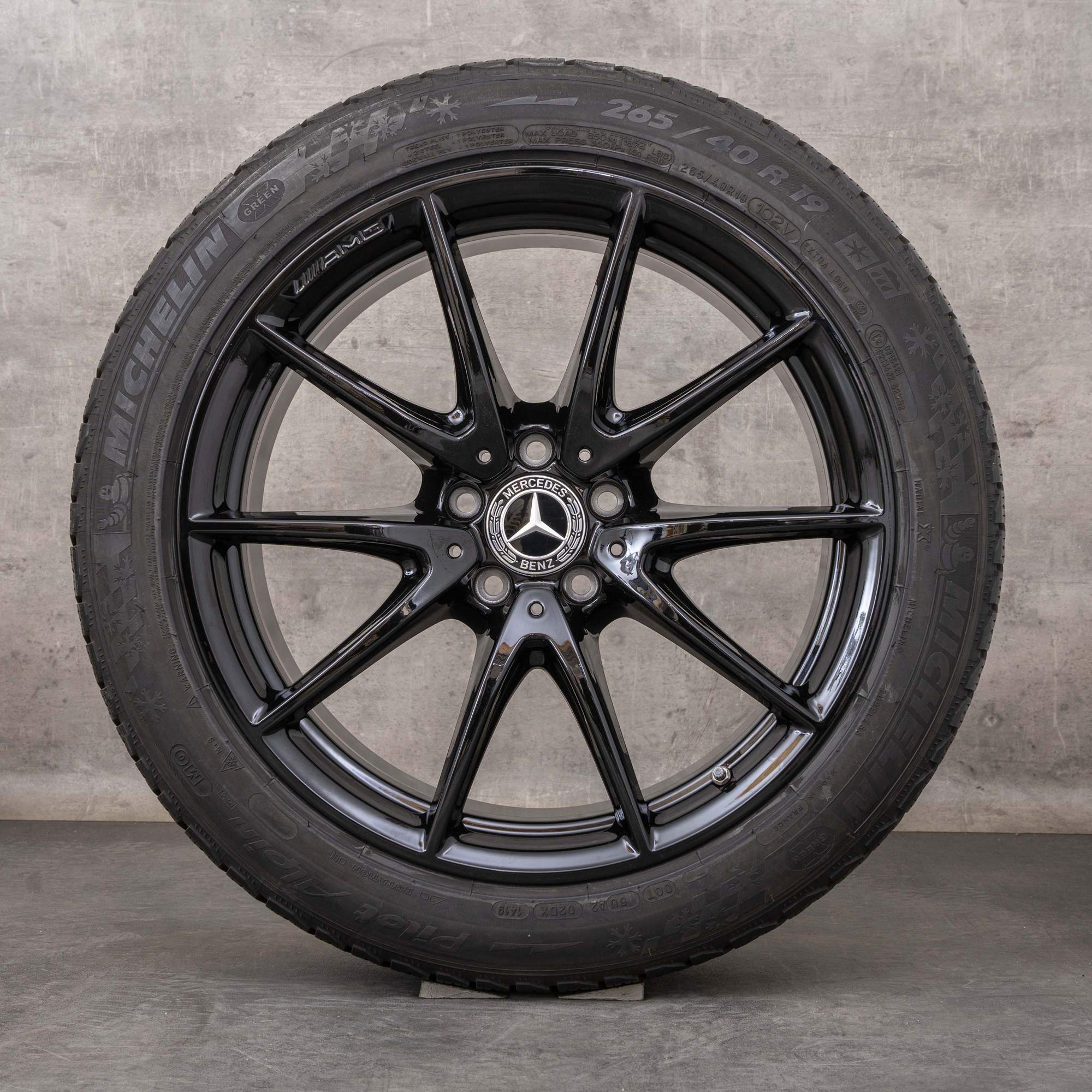 Oryginał Mercedes Benz Klasa E E63 & S AMG koła zimowe 19 cali W213 S213 felgi A2134012600 A2134014600 czarny błyszczący
