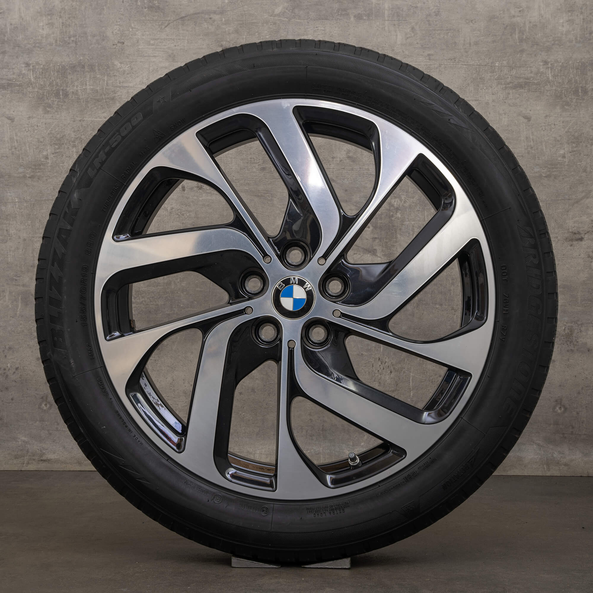 Jantes hiver d'origine BMW i3 19 pouces I01 6856894 Style 428 design turbine noir de jais brillant