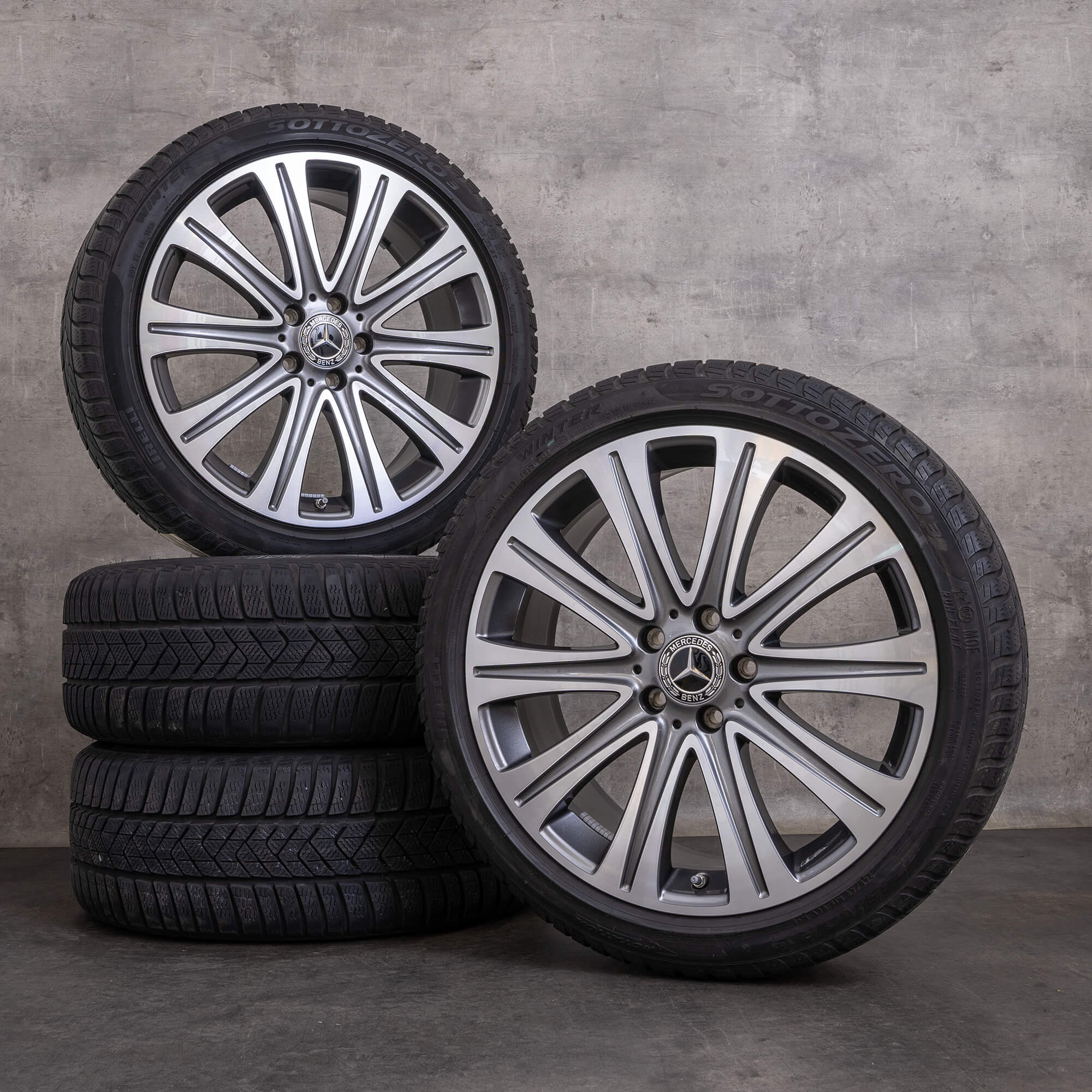 Alkuperäiset Mercedes Benz E-sarjan talvirenkaat 19 tuuman W213 S213 C238 A238 vanteet A2134010500 himalajanharmaa kiillotettu