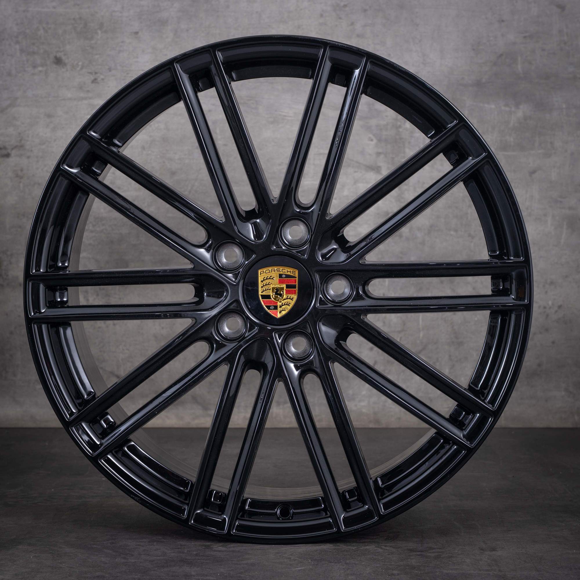 Jante originale Porsche Boxster Cayman 718 de 20 de inci model 982 Styling 911 Turbo coduri 982601025F și 982601025AF jante din aluminiu negru lucios NOI