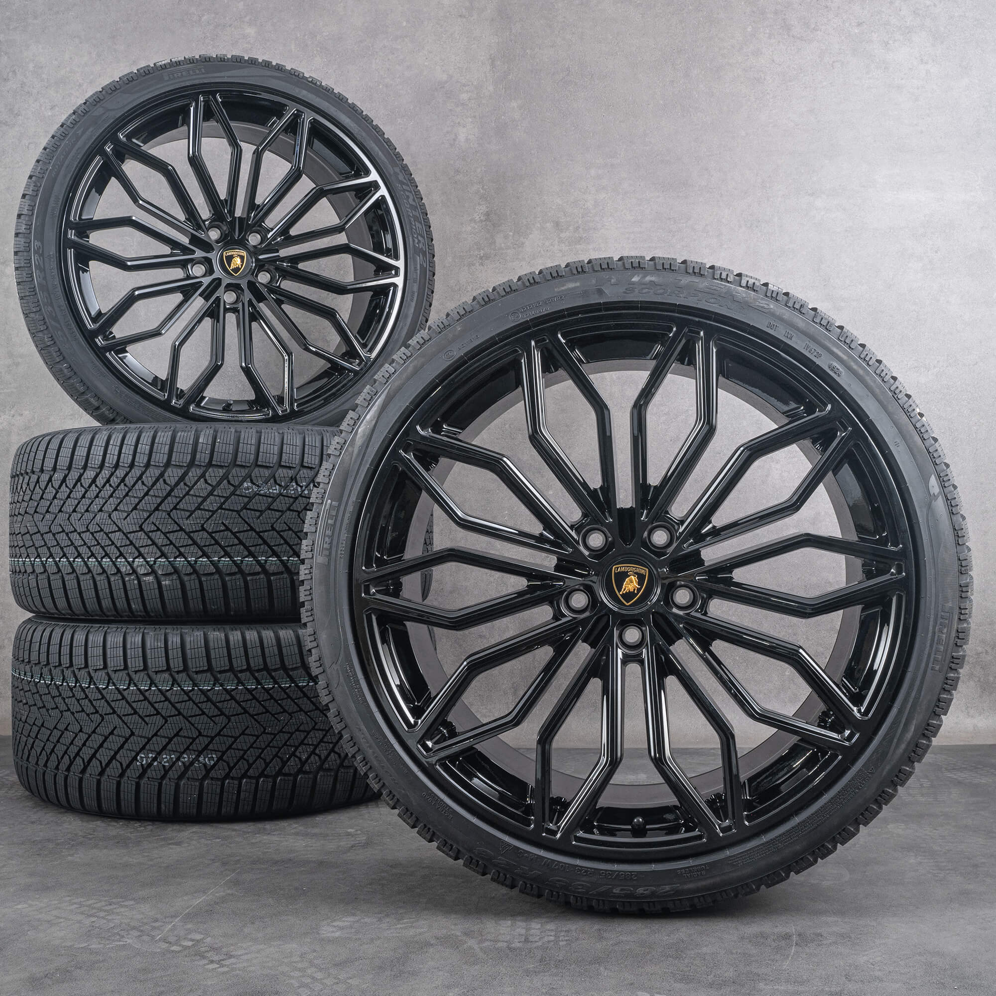 Originele Lamborghini Urus winterwielen 23 inch Galanthus velgen 4ML601025DJ 4ML601025DK zwart glans NIEUW