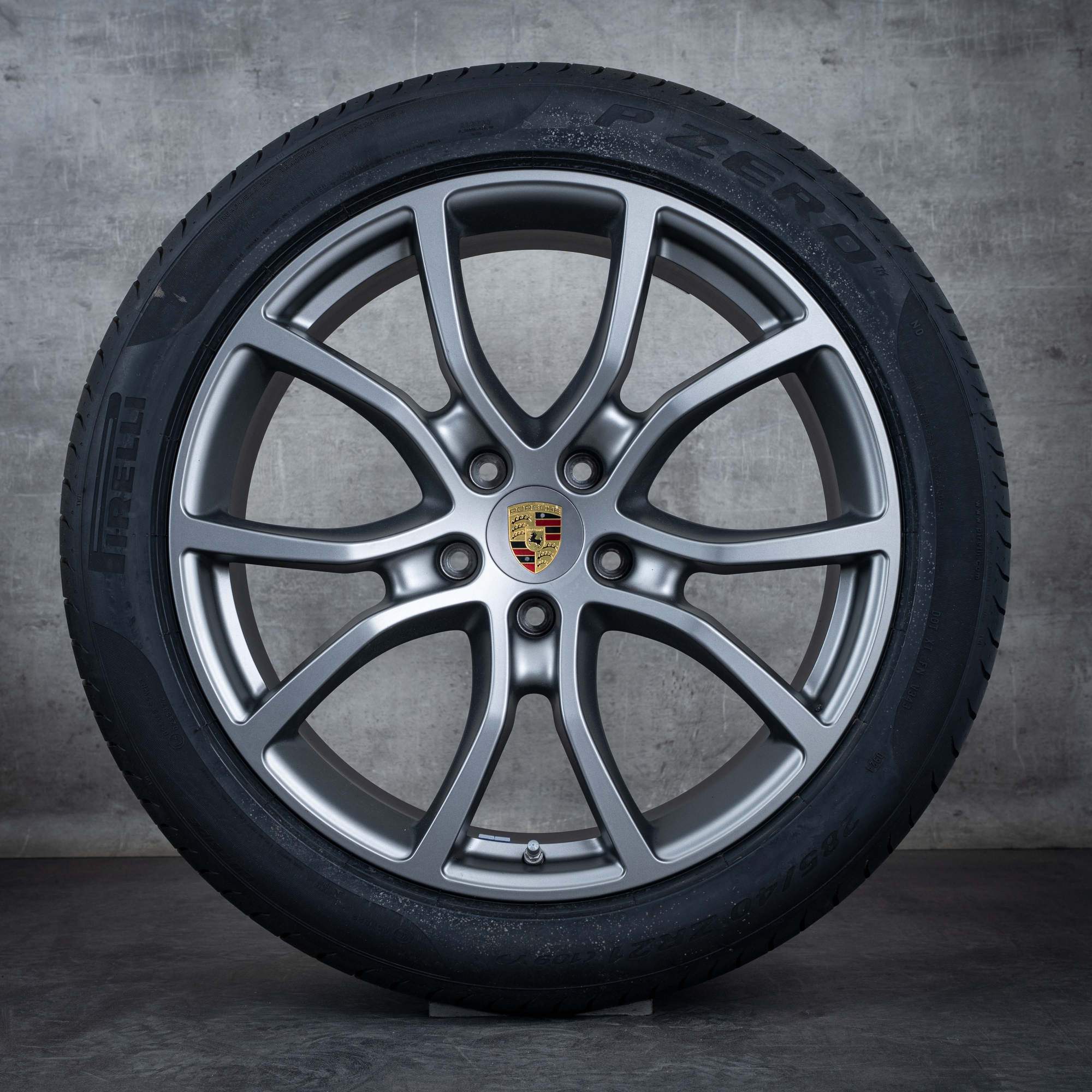 Oryginalne felgi Porsche Cayenne 21 cali 9YA I E3 letnie koła 9Y0601025DB 9Y0601025DC Exclusive Design platyna srebrny mat