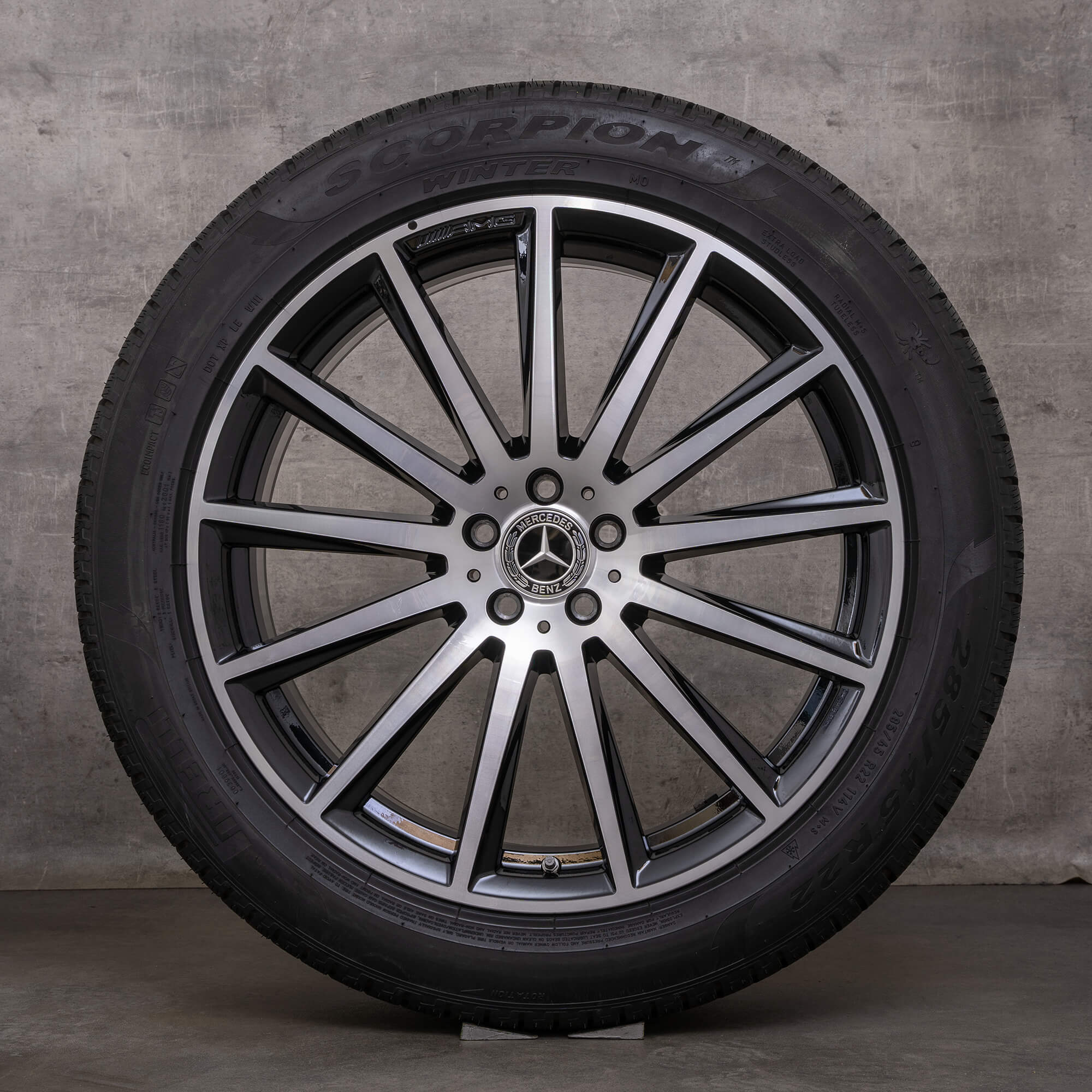 Orijinal Mercedes Benz GLS AMG kış jantları 22 inç X167 jantlar A1674017500 siyah parlak tornalanmış