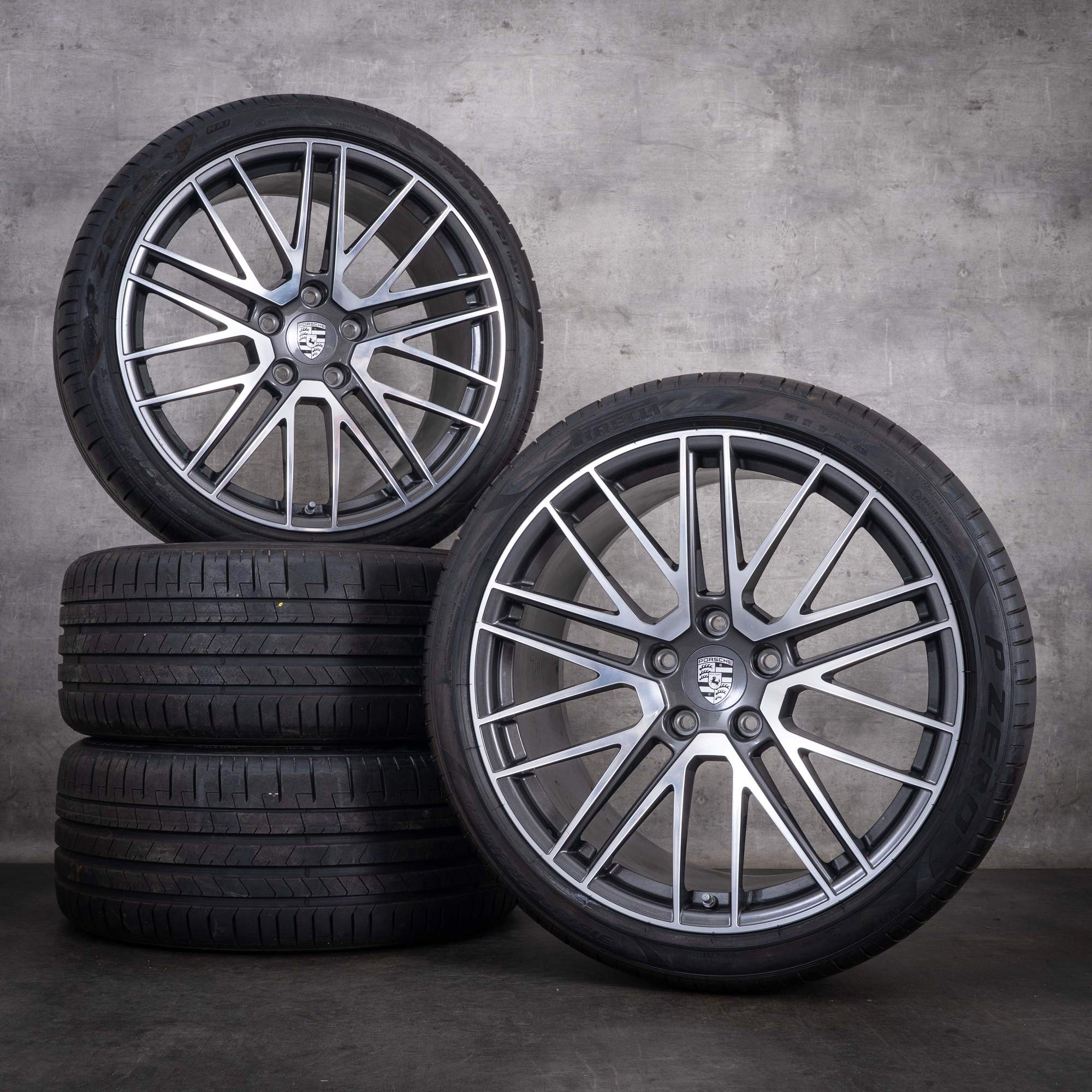 Jantes d'origine Porsche 992 I 20-21 pouces Turbo S pneus été 992601025AR 992601025N titane à l'avant jantes diamantées