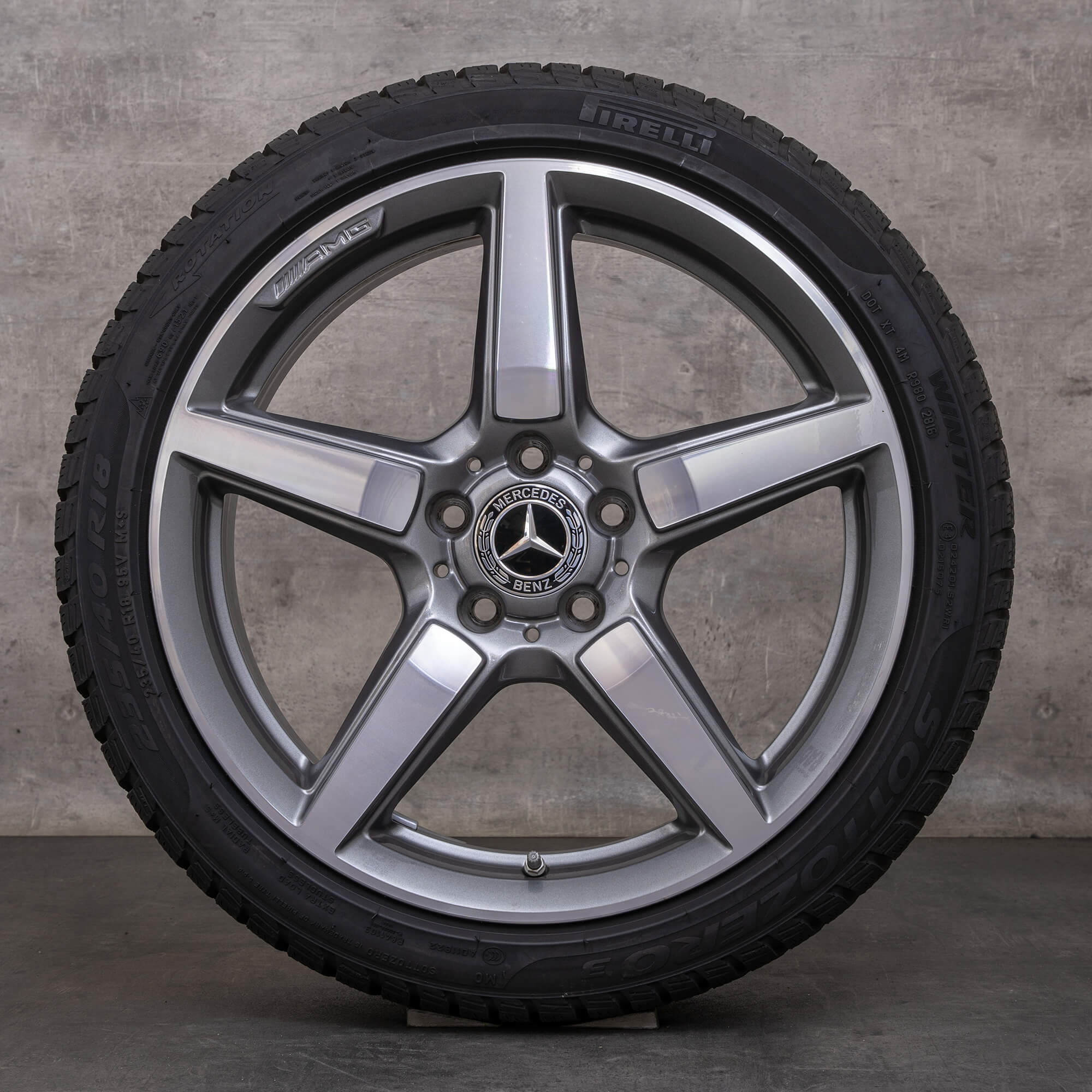 OEM Mercedes Benz SLK 55 SLC 43 AMG snow tire packages 18 inch W172 R172 Rims A1724012802 himalaya grey glossy turned