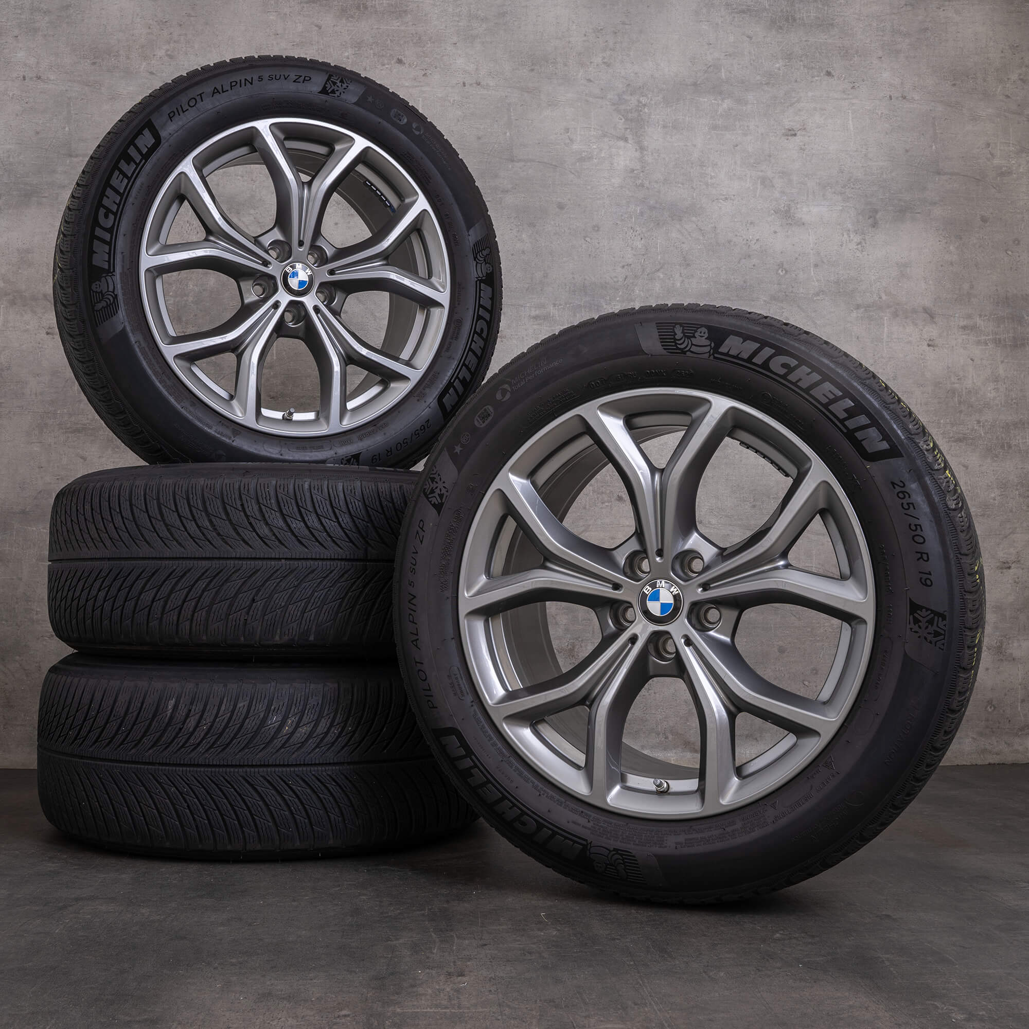 Originais BMW X5 X6 jantes e pneus inverno 19 polegadas G05 G06 estilo 735 ferric grey 6883752