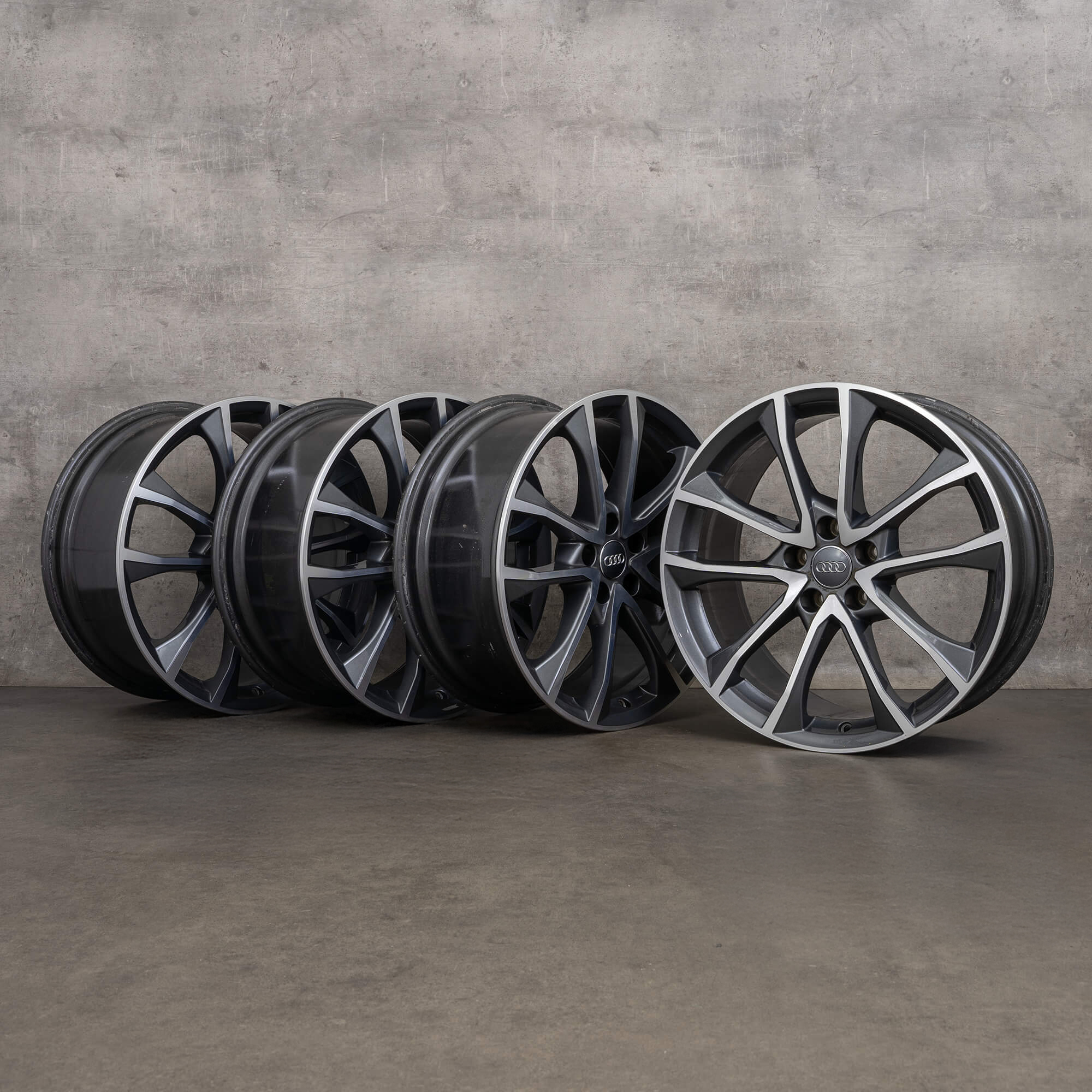 Genuine Audi A4 S4 rims 19 inch B9 8W 8W0601025BF anthracite glossy turned