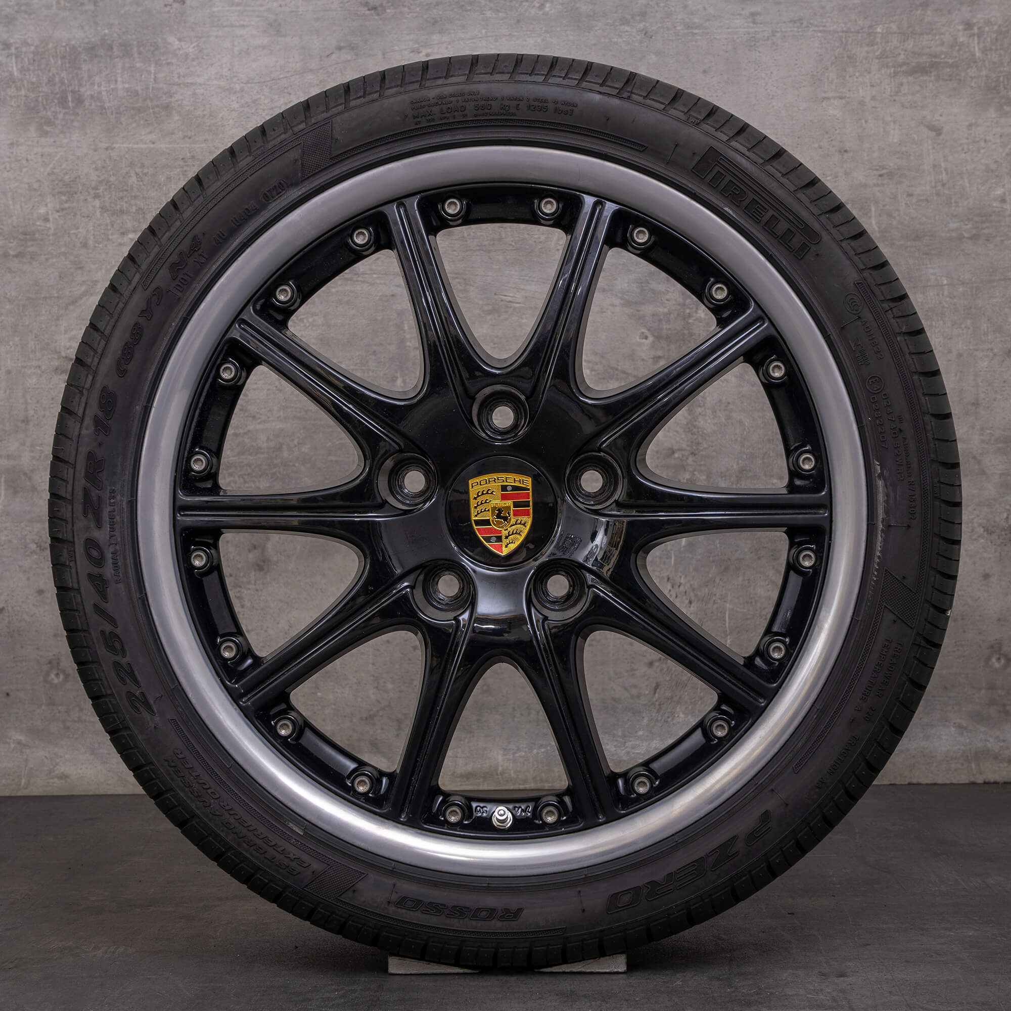 Originale Porsche Boxster I felger 18 tommers 986 & S sommerhjul 99636213455 99636213850 svart polert
