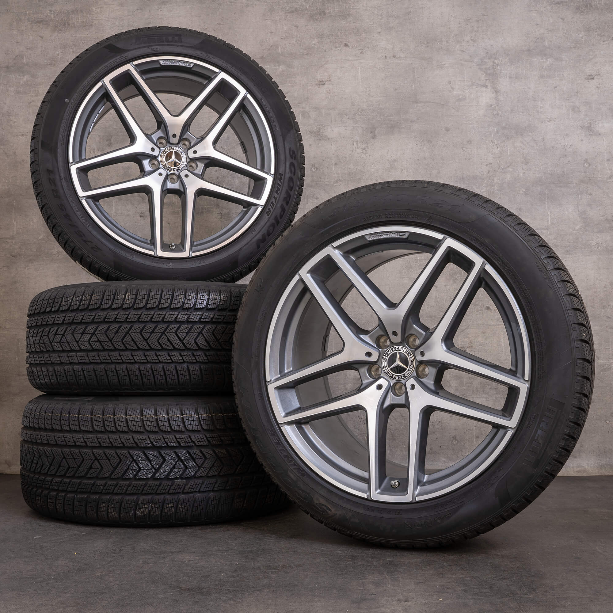 Oryginał Mercedes Benz GLE 43 63 & S AMG koła zimowe 21 cali C292 felgi A2924012900 A2924011700 himalaya szary polerowane