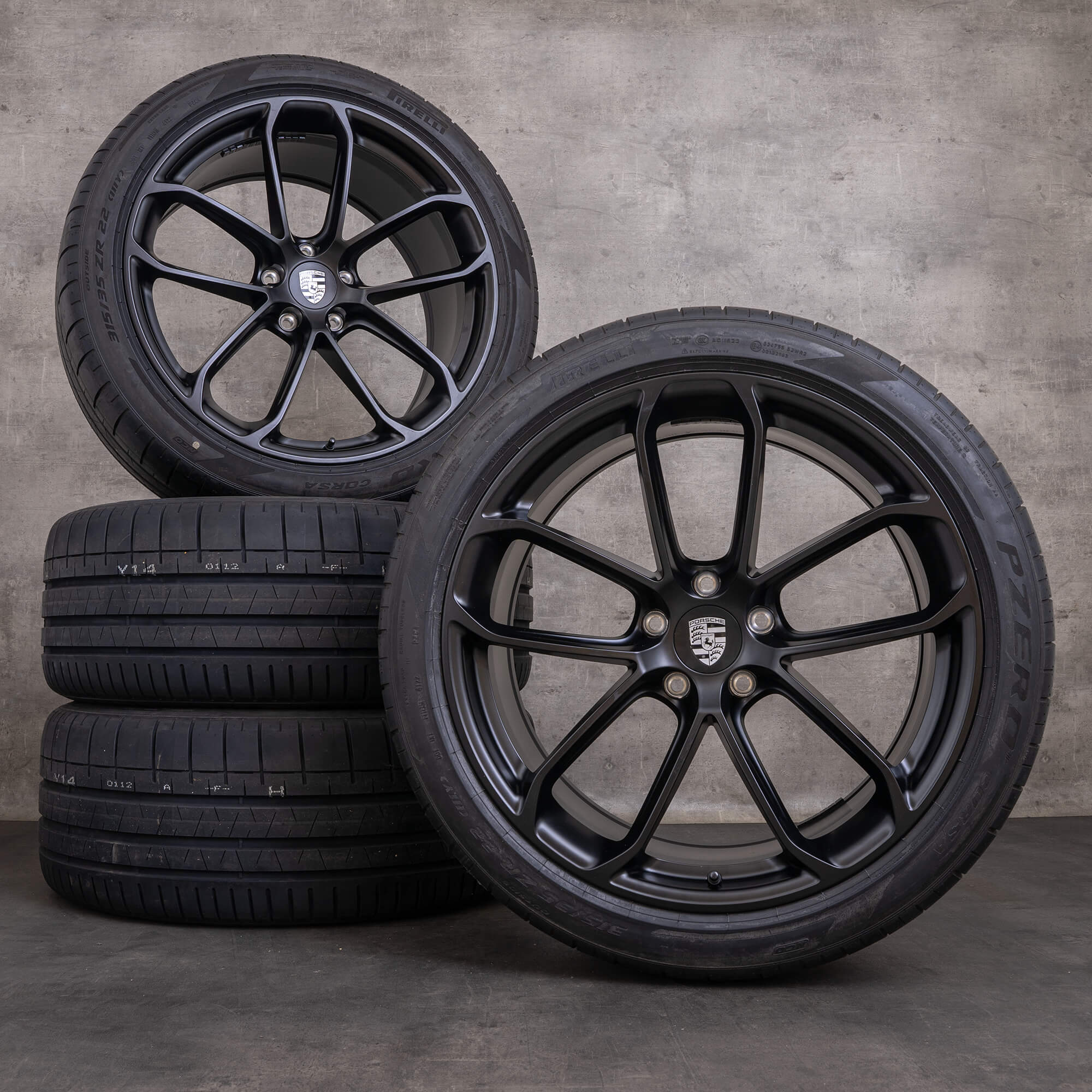 OEM Porsche Cayenne Coupe E3 II 22 inch summer wheels 9Y3 GT Rims Black Satin 9Y3601025CC NEW