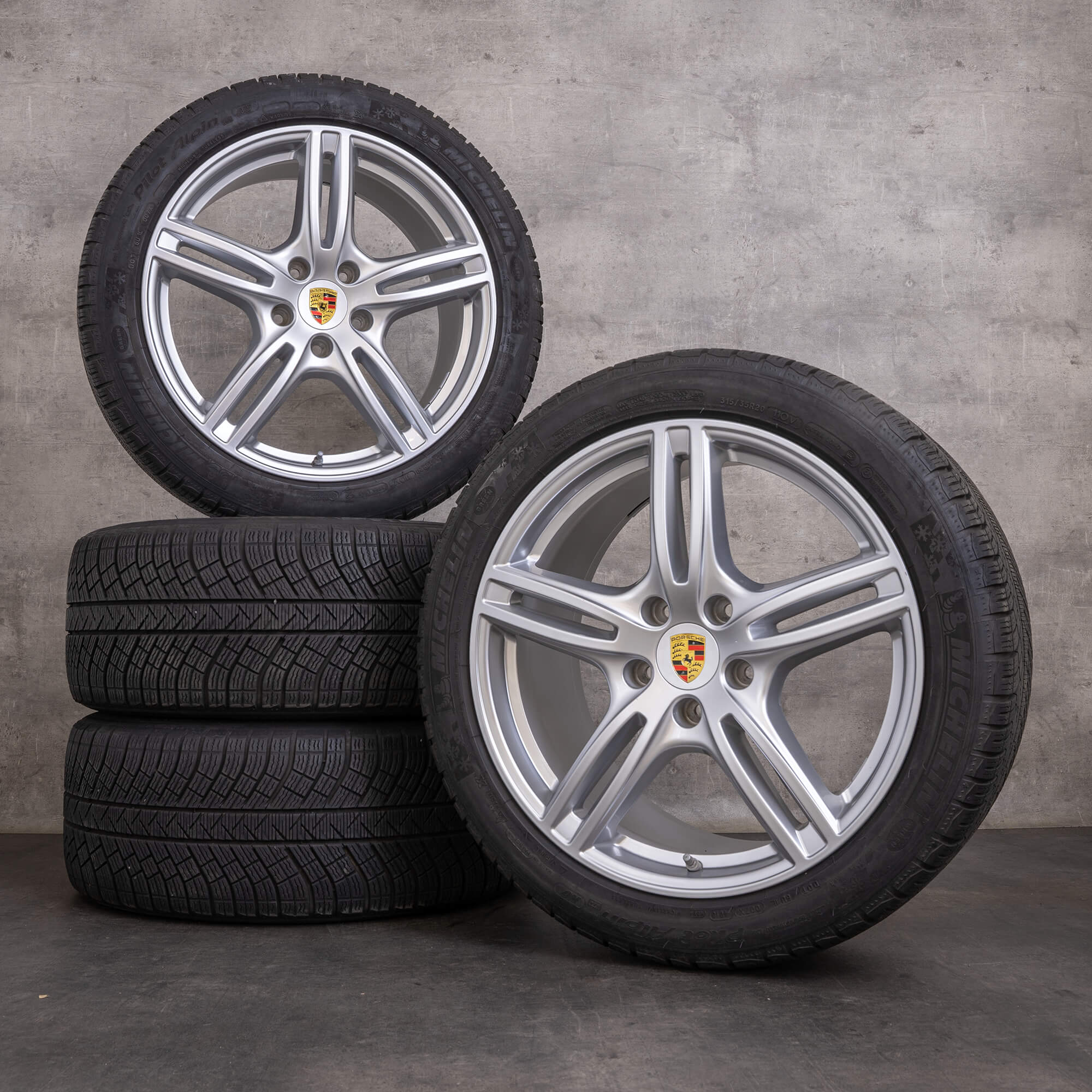 OEM Porsche 20 inch Panamera GTS 971 snow tire packages silver rims 971601025B 971698025