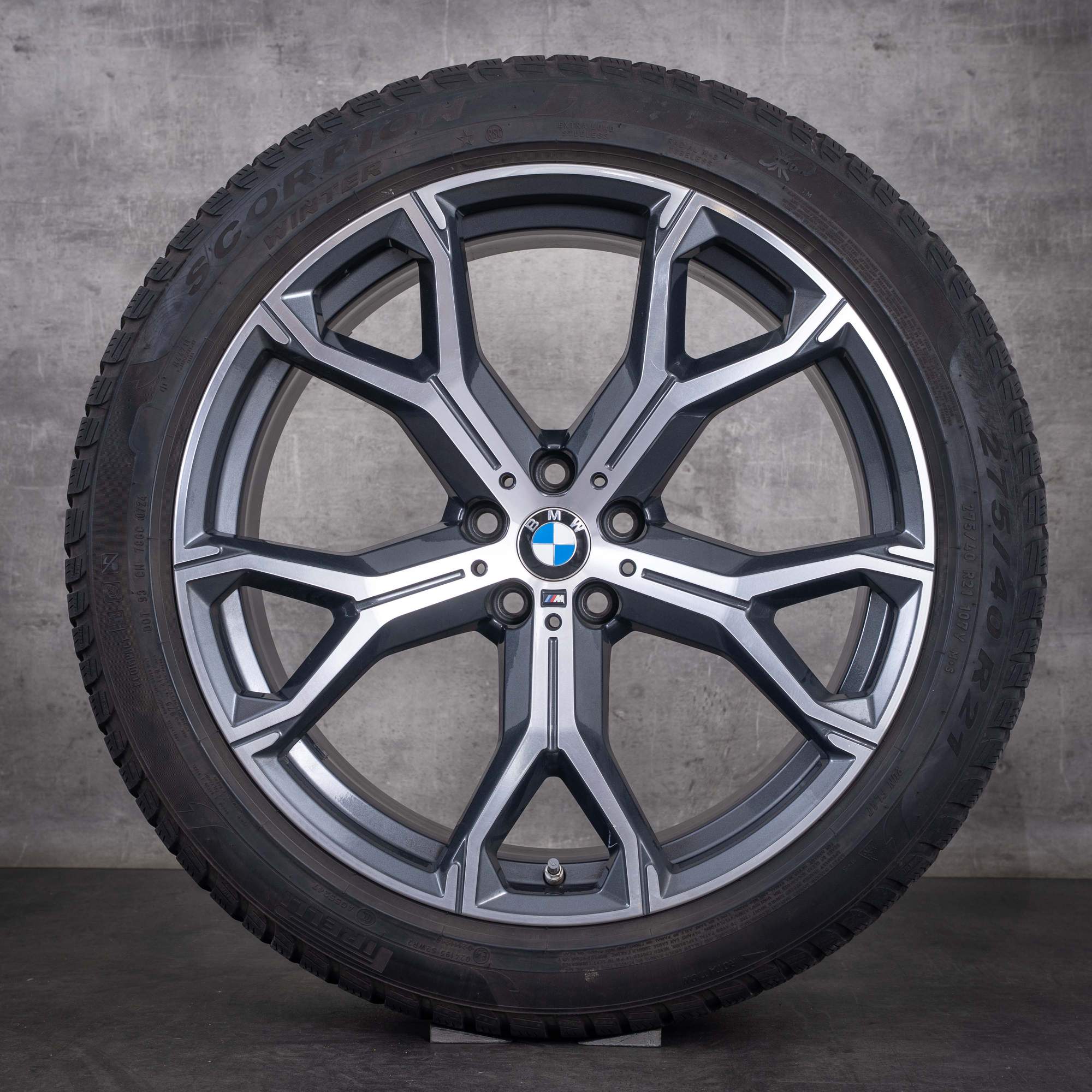 Roues hiver d'origine BMW X5 X6 21 pouces G05 G06 741 M 8071998 8071999 gris orbite face avant diamantée - roue 2 sur 4
