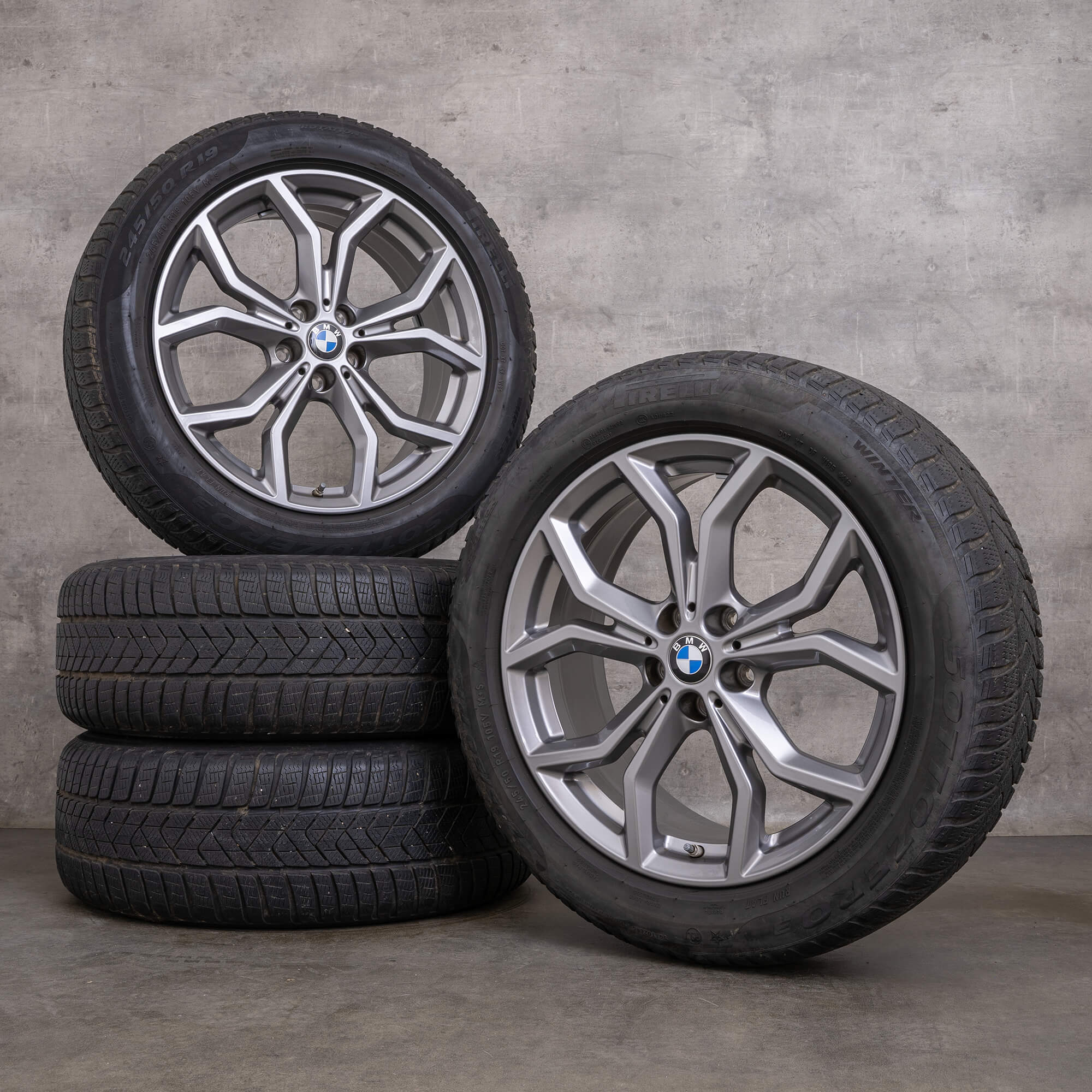 Original BMW X3 X4 vinterhjul 19 tum G01 G02 fälgar styling 694 6877328 ferrisk grå